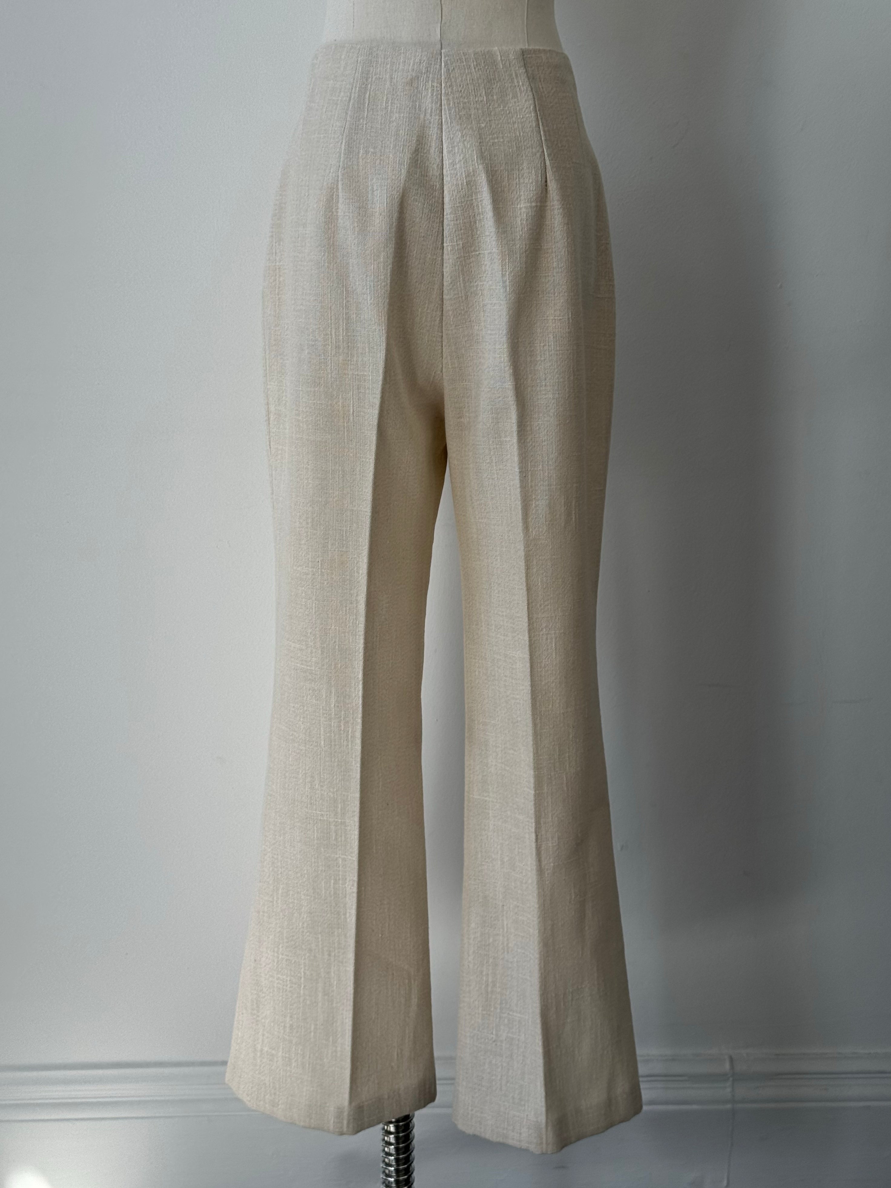 Vintage 1990s Linen High Waist Cropped Trouser -