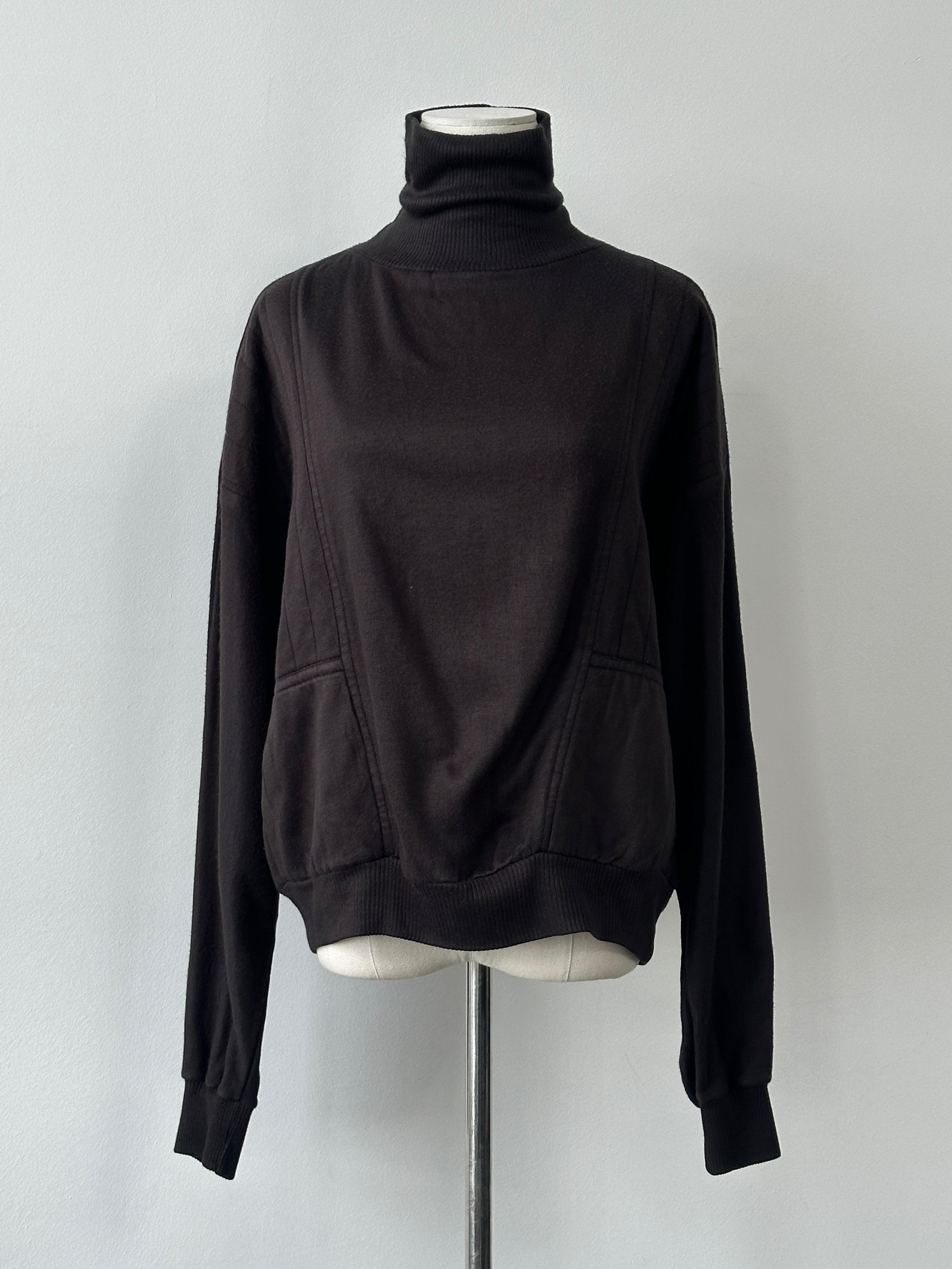 Vintage 1980s Cropped Boxy Roll Neck Jumper - M