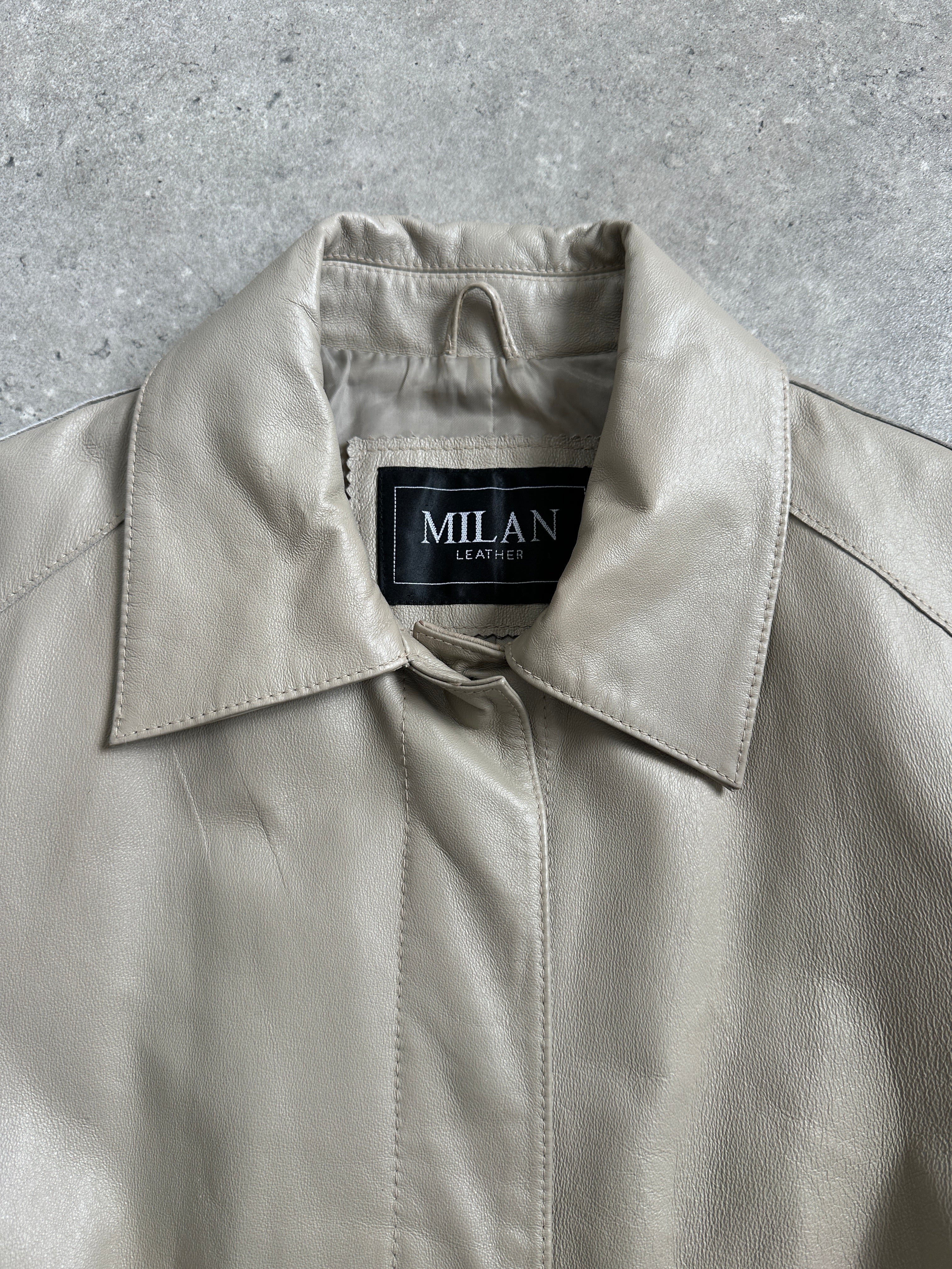 Vintage 1990s Concealed Placket Leather Jacket - M
