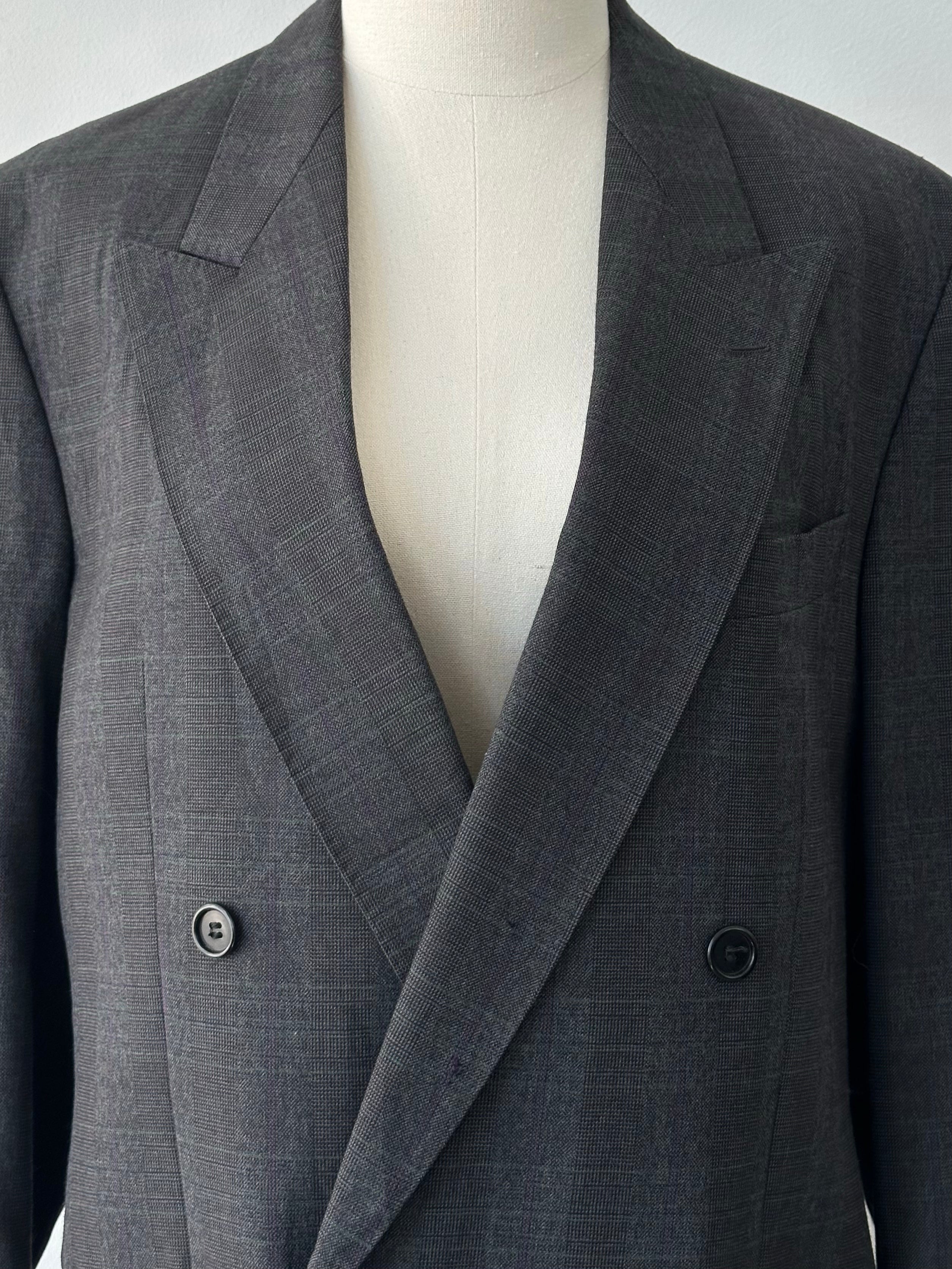 Christian Dior Monsieur 1990s Check Pure Wool Double Breasted Blazer - L