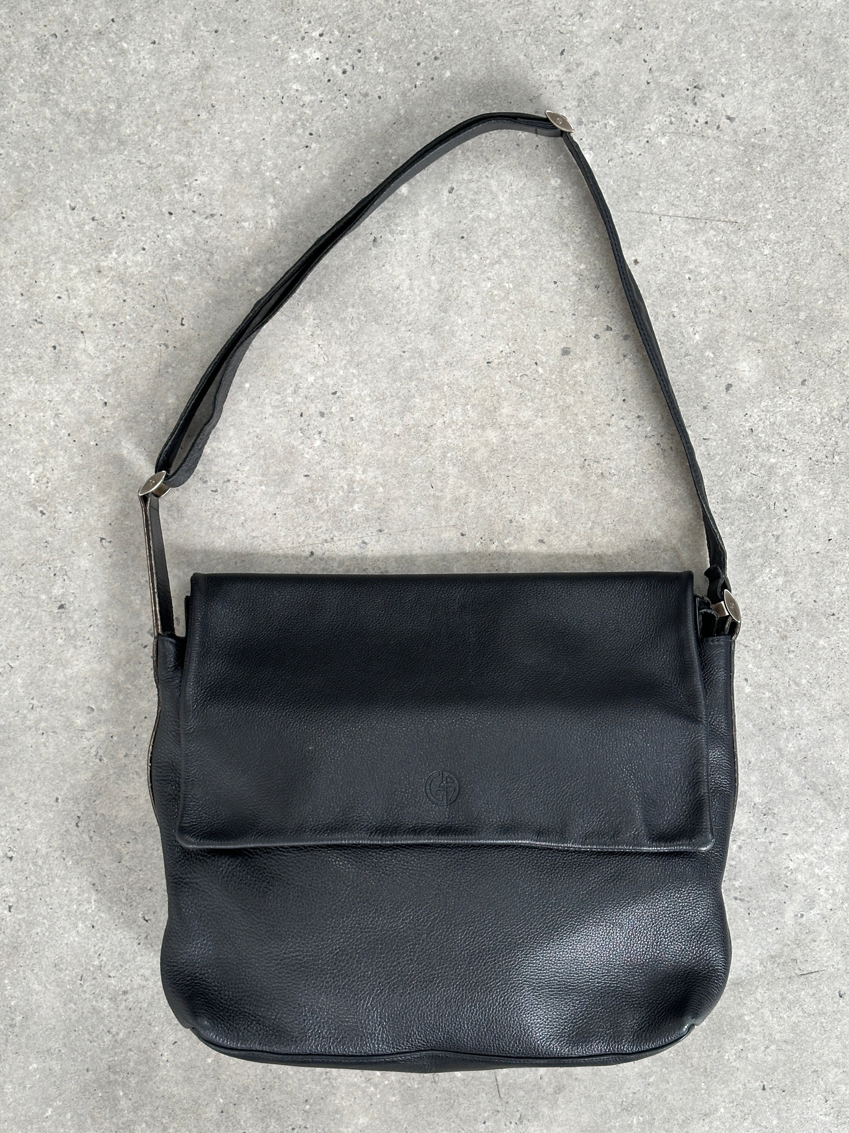 Giorgio Armani 1990s Leather Logo Crossbody Bag