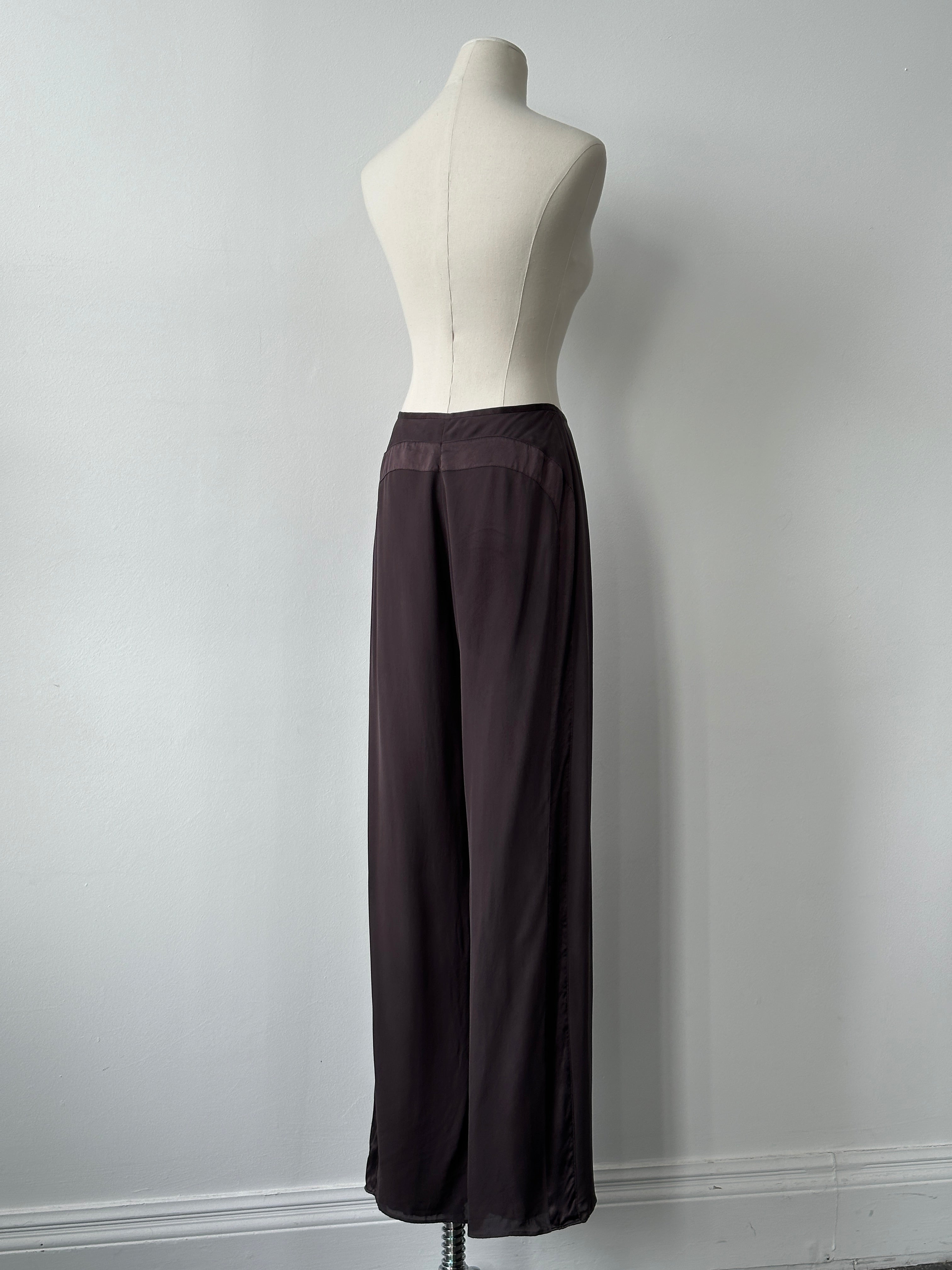 Vintage 2000s Pure Silk Wide Leg Trousers - W28