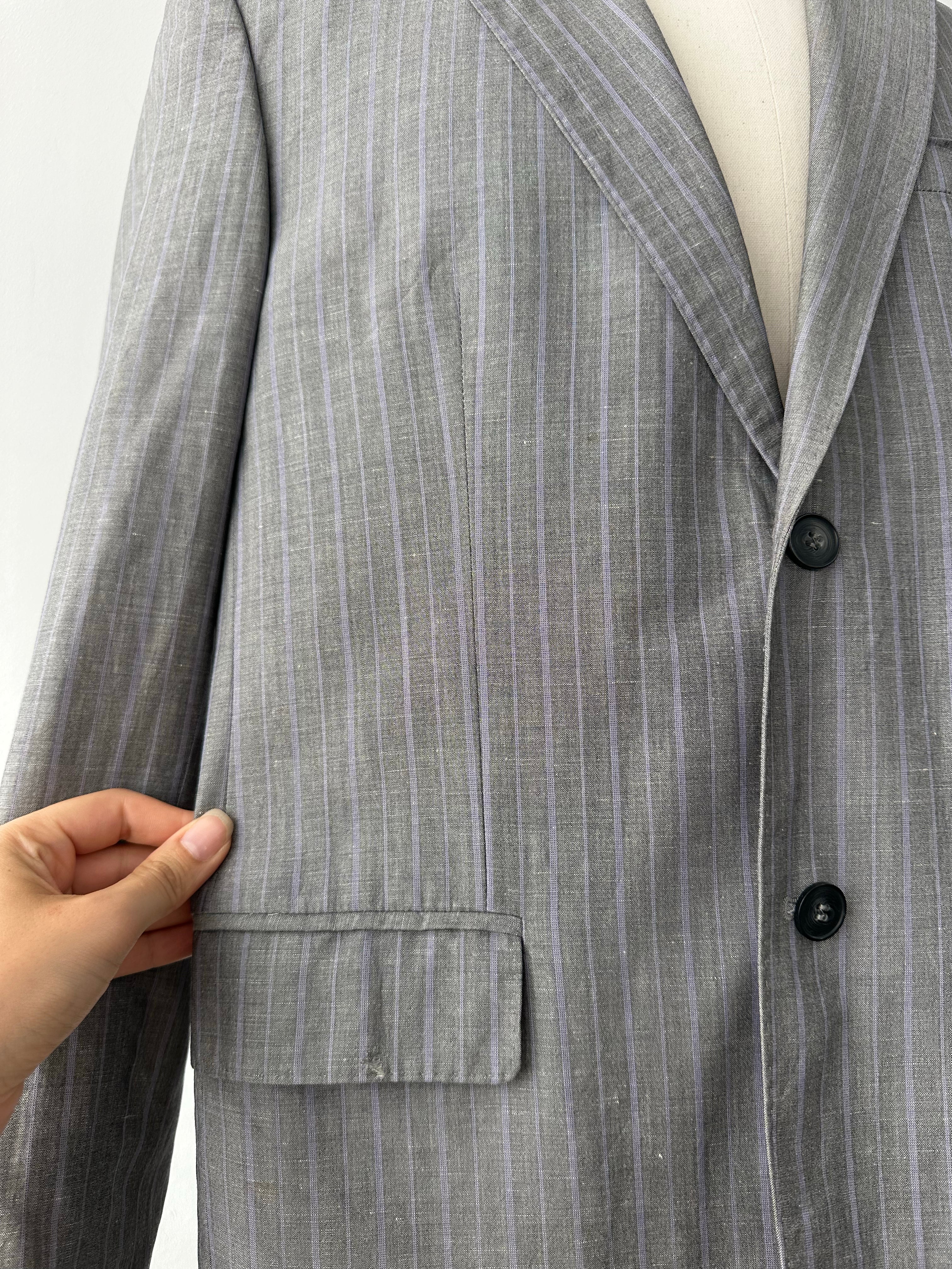 Loro Piana x Coldes 1990s Linen Striped Blazer - 40R