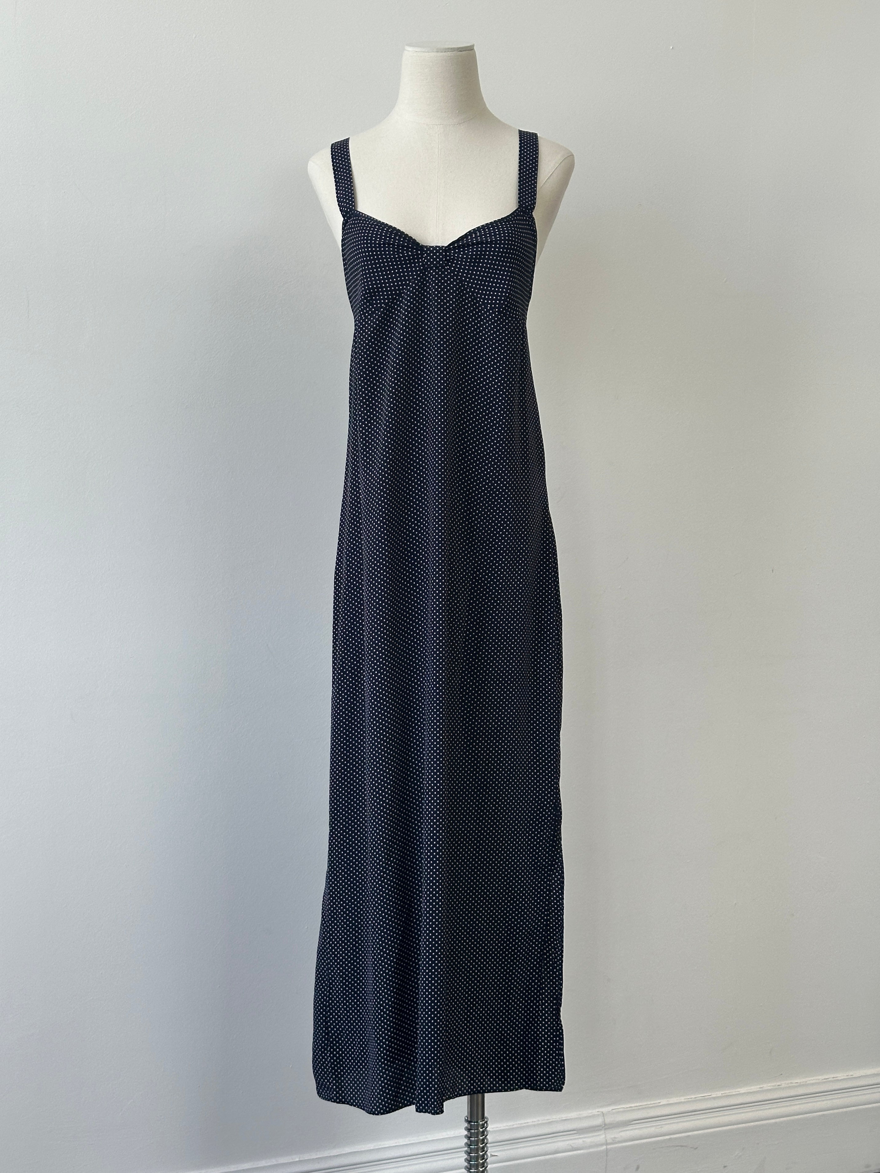 St Michael1990s Polka Dot Floor Length Slip Dress - M