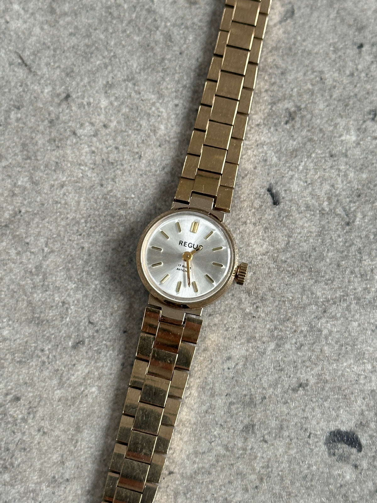 Regus 1970s Swiss Jewel Gold Tone Mechanical Watch