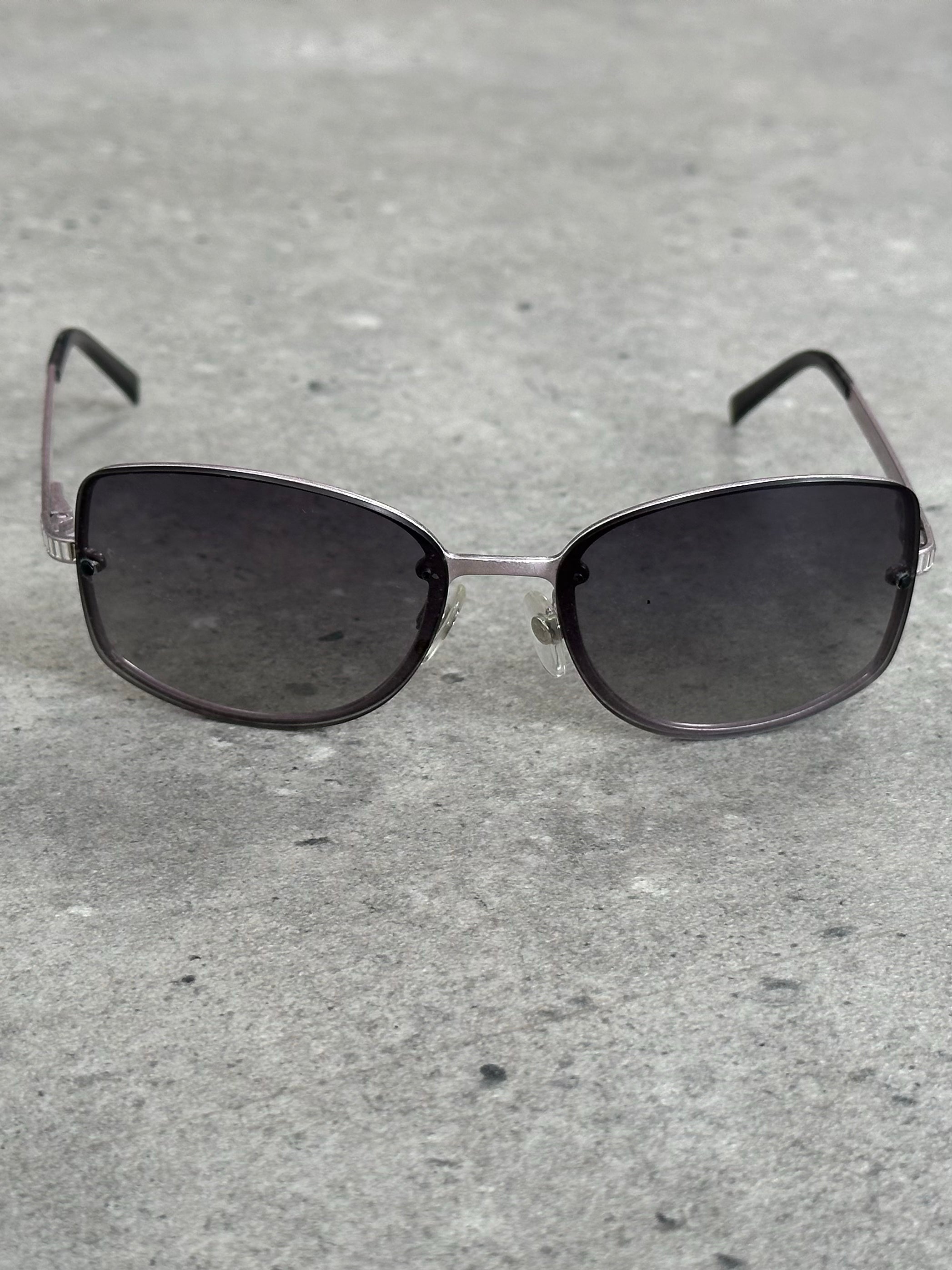 Chanel 2000s Rimless Crystal Bar Rectangle Sunglasses