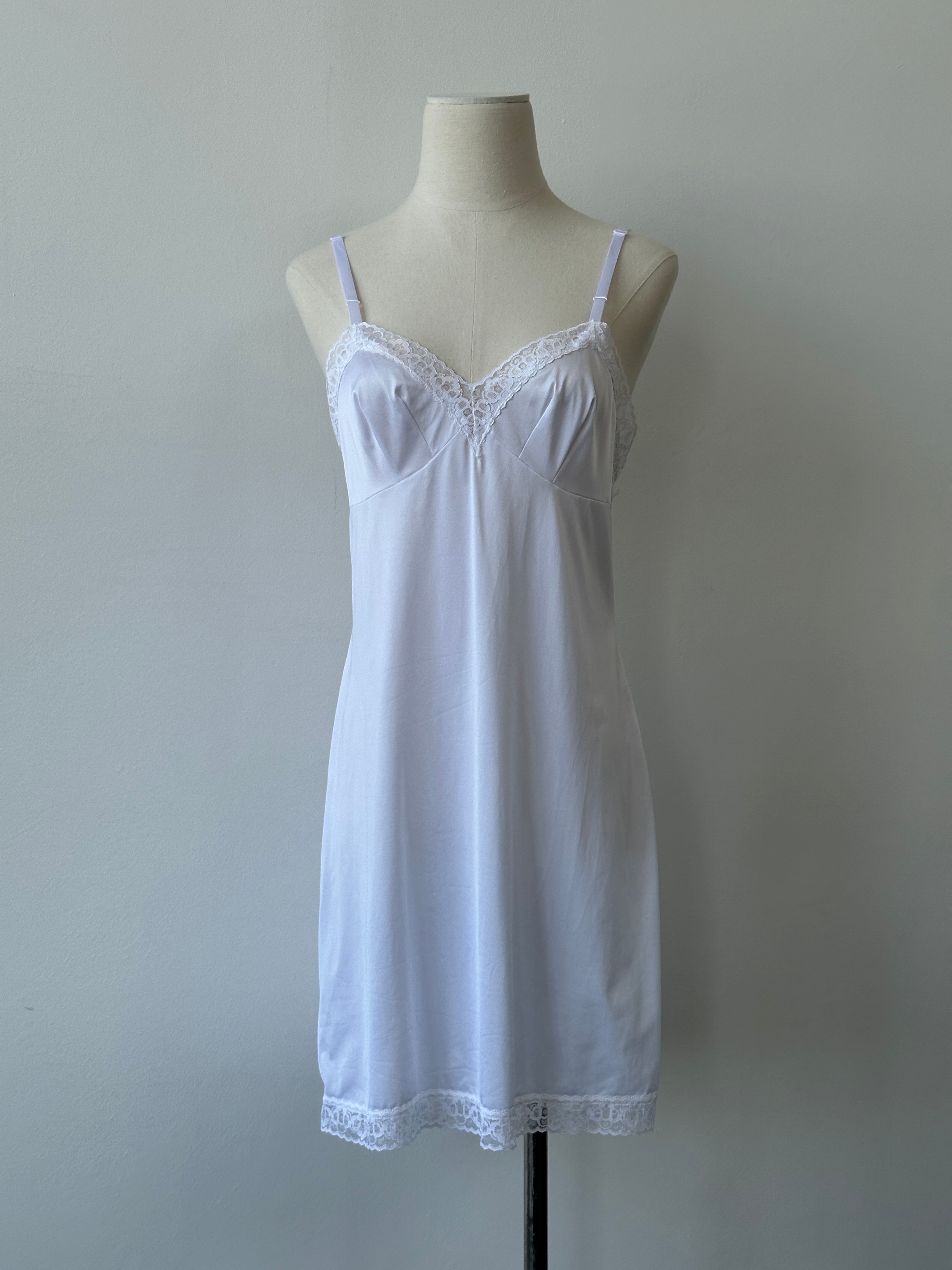Vintage 2000s Satin Lace Mini Slip Dress - S