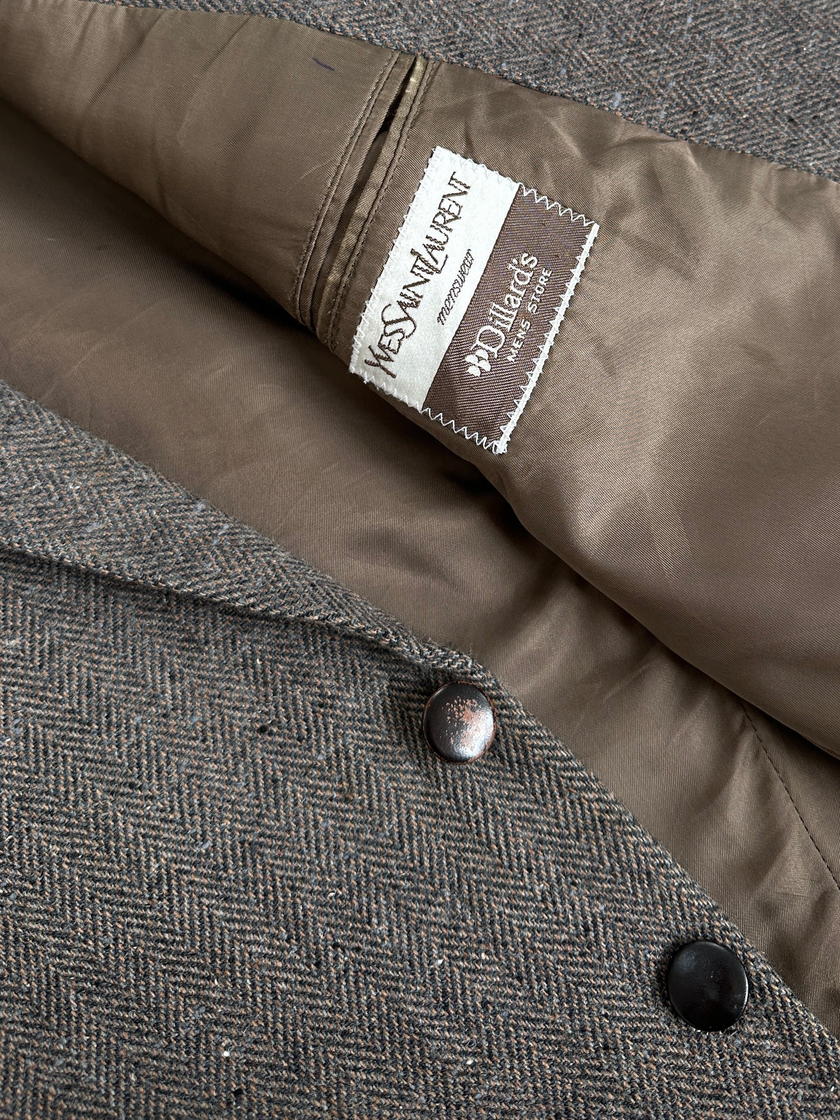 Yves Saint Laurent Menswear 1990s Pure Wool Herringbone Blazer - 42R