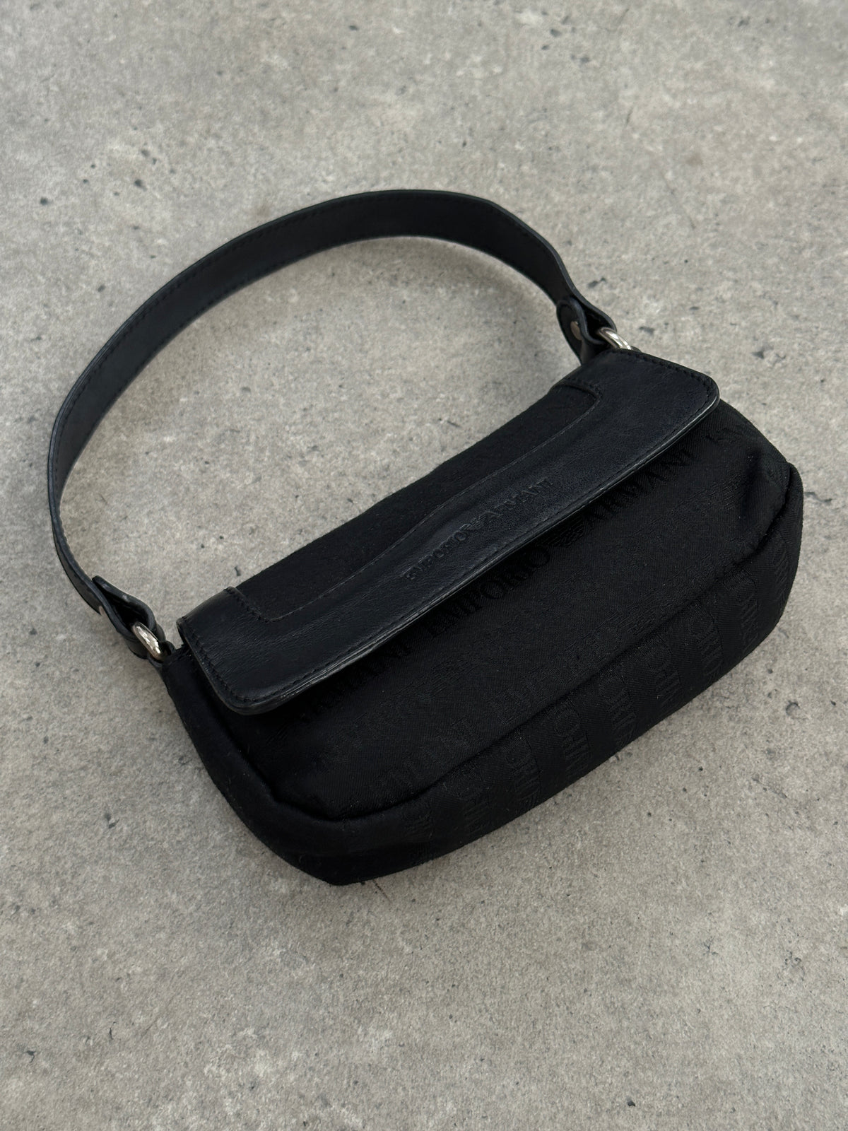 Emporio Armani 1990s Leather Monogram Mini Shoulder Bag