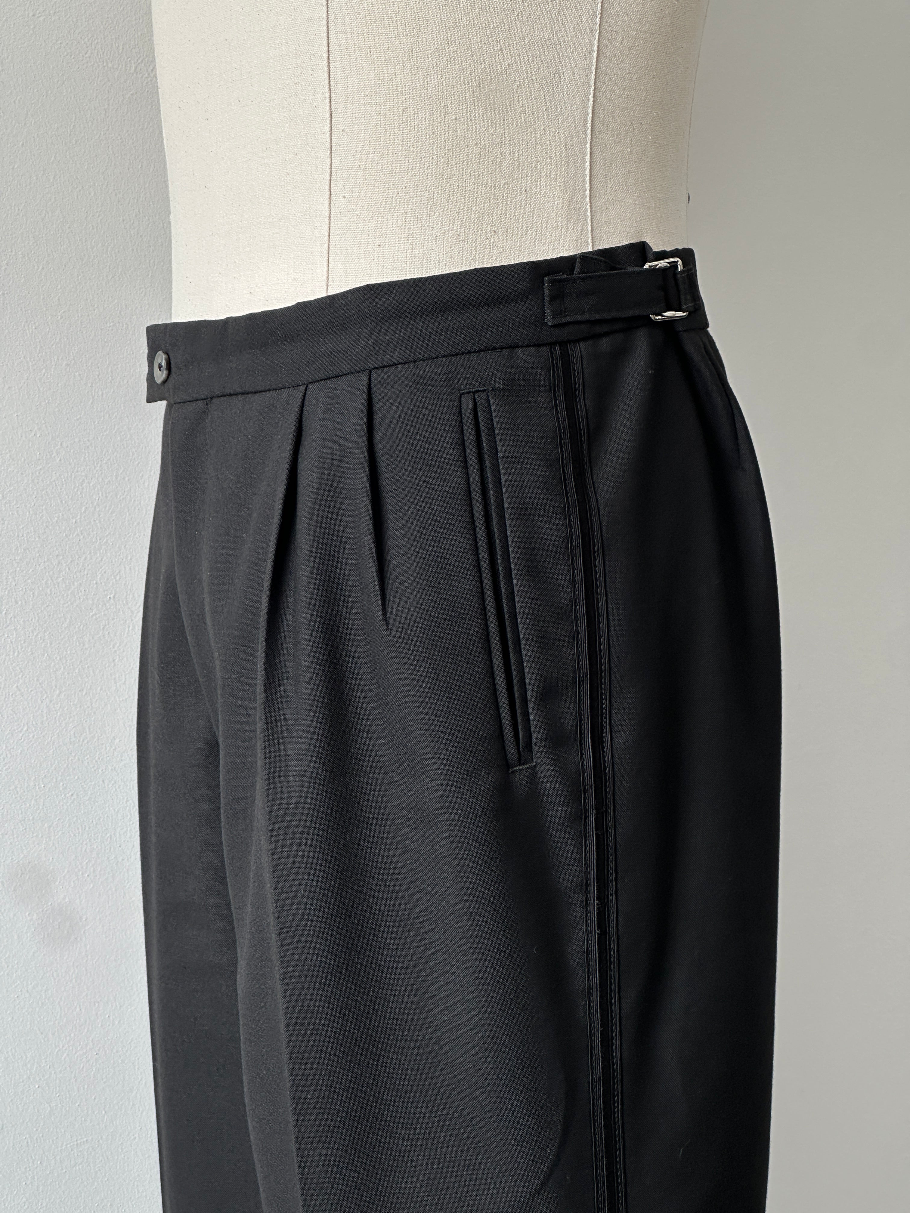 Vintage 1990s Wool Pleated Tuxedo Trousers - W34-38