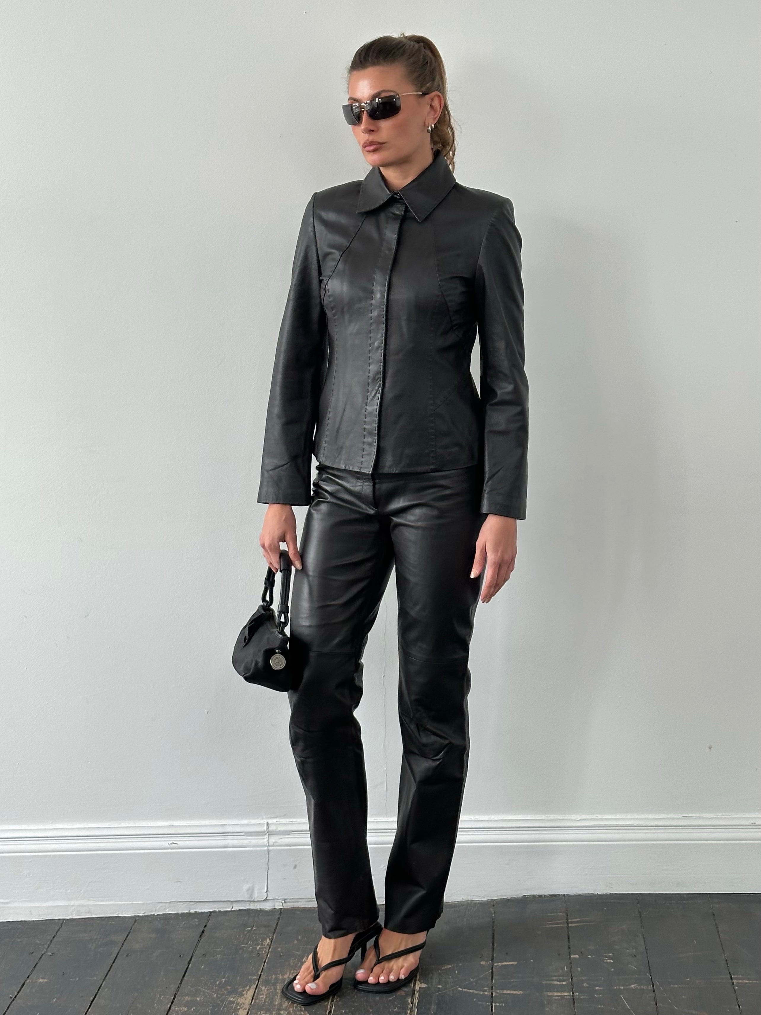 Vintage 1990s Leather Two Piece - S/W28