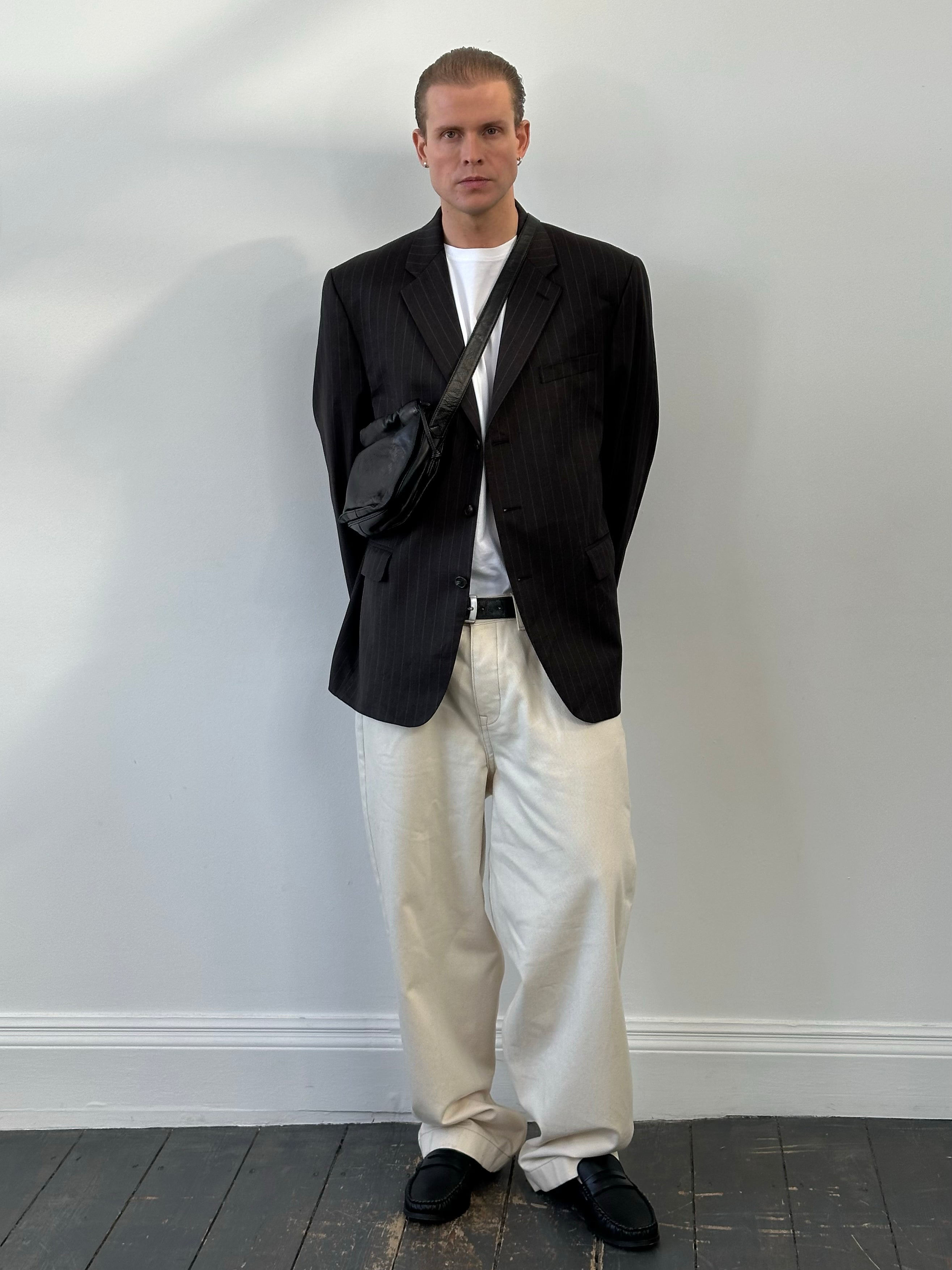 Ralph Lauren 1990s Pure Wool Striped Blazer - 44R