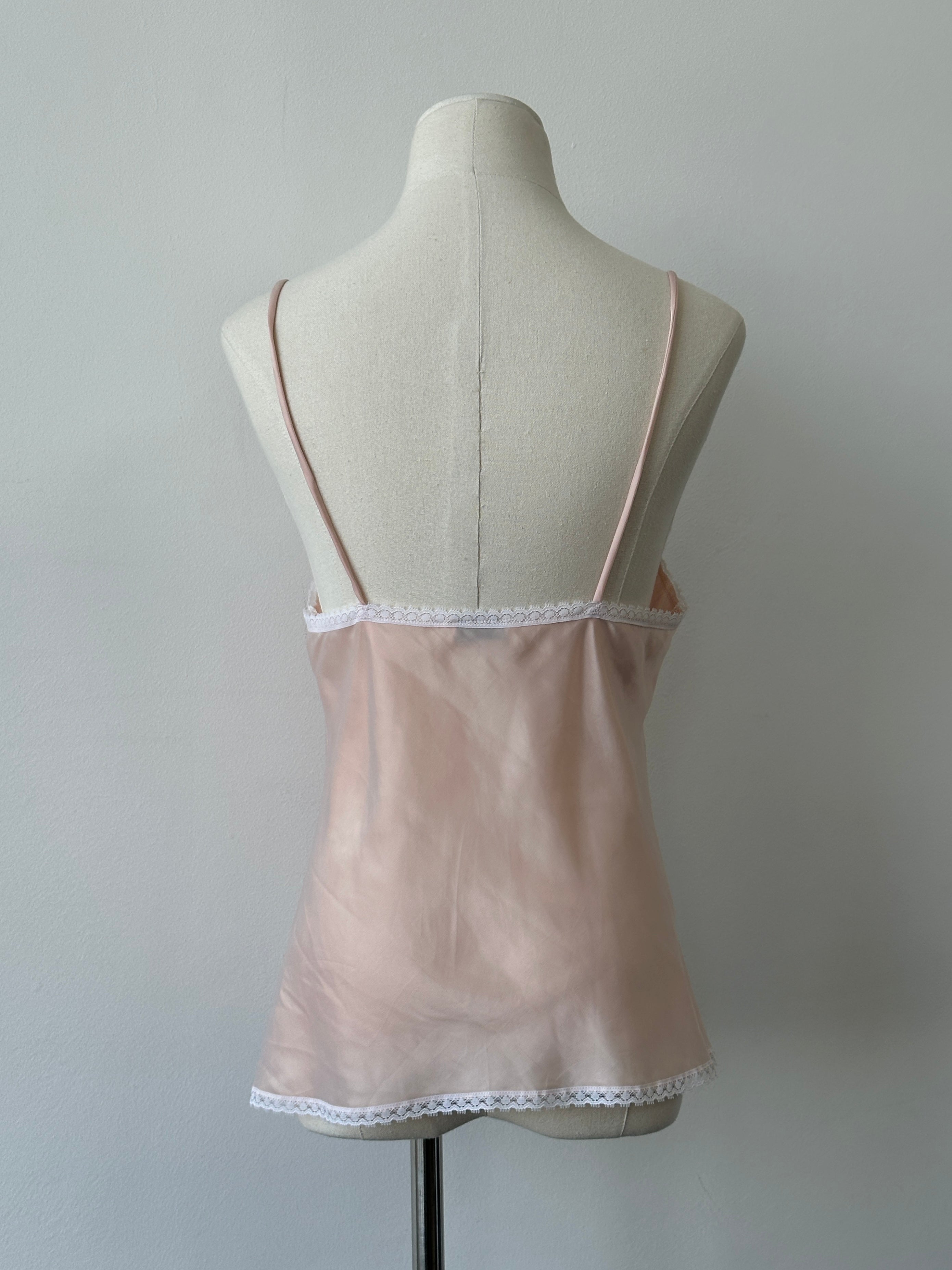 Christian Dior 1990s Satin Lace Logo Cami Top - S