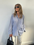 St Michael Pinstripe Cotton Shirt - M - SYLK