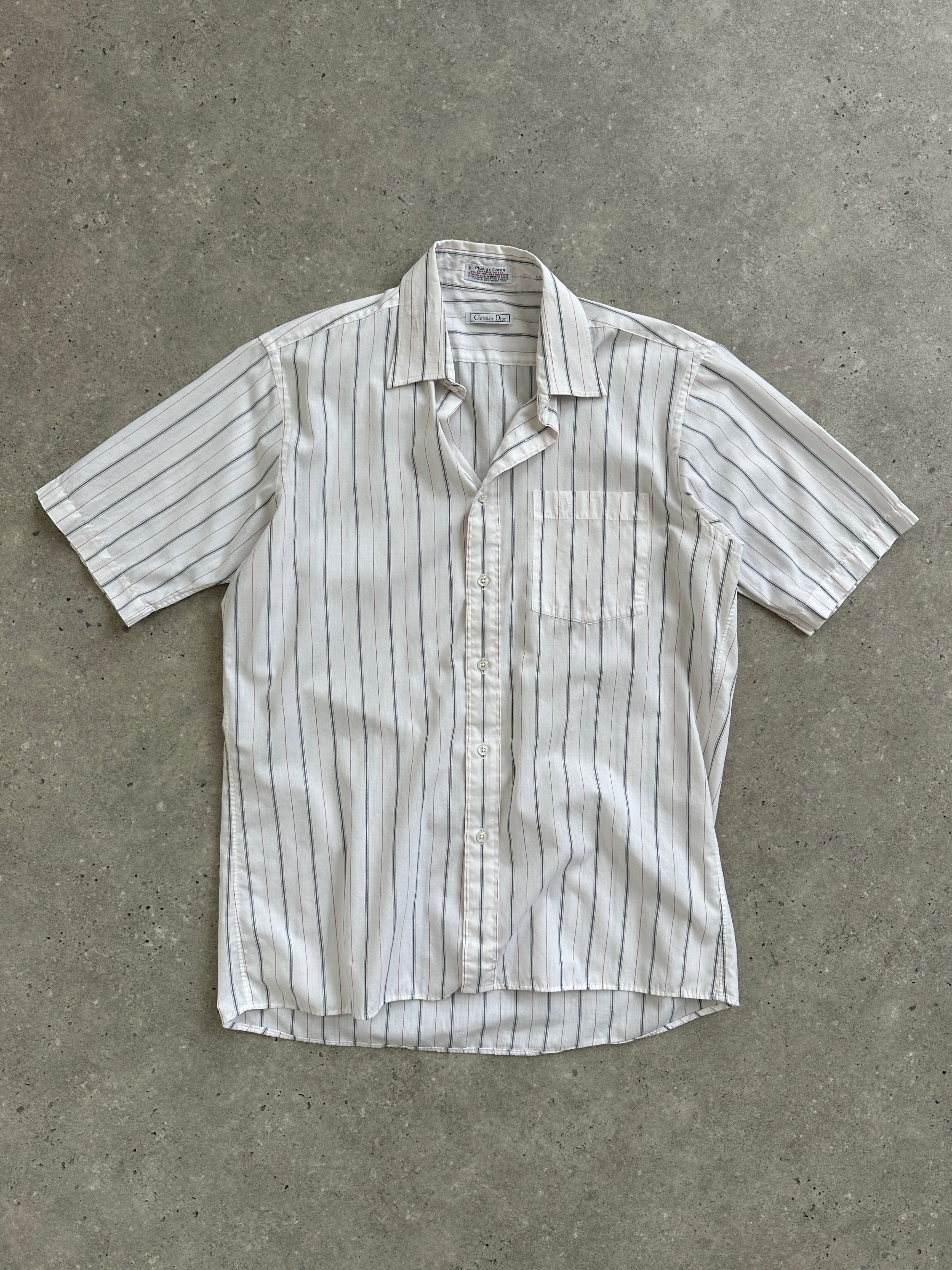 Christian Dior stripe cotton shirt in size M with a classic button-down design and contrasting stripe pattern.
