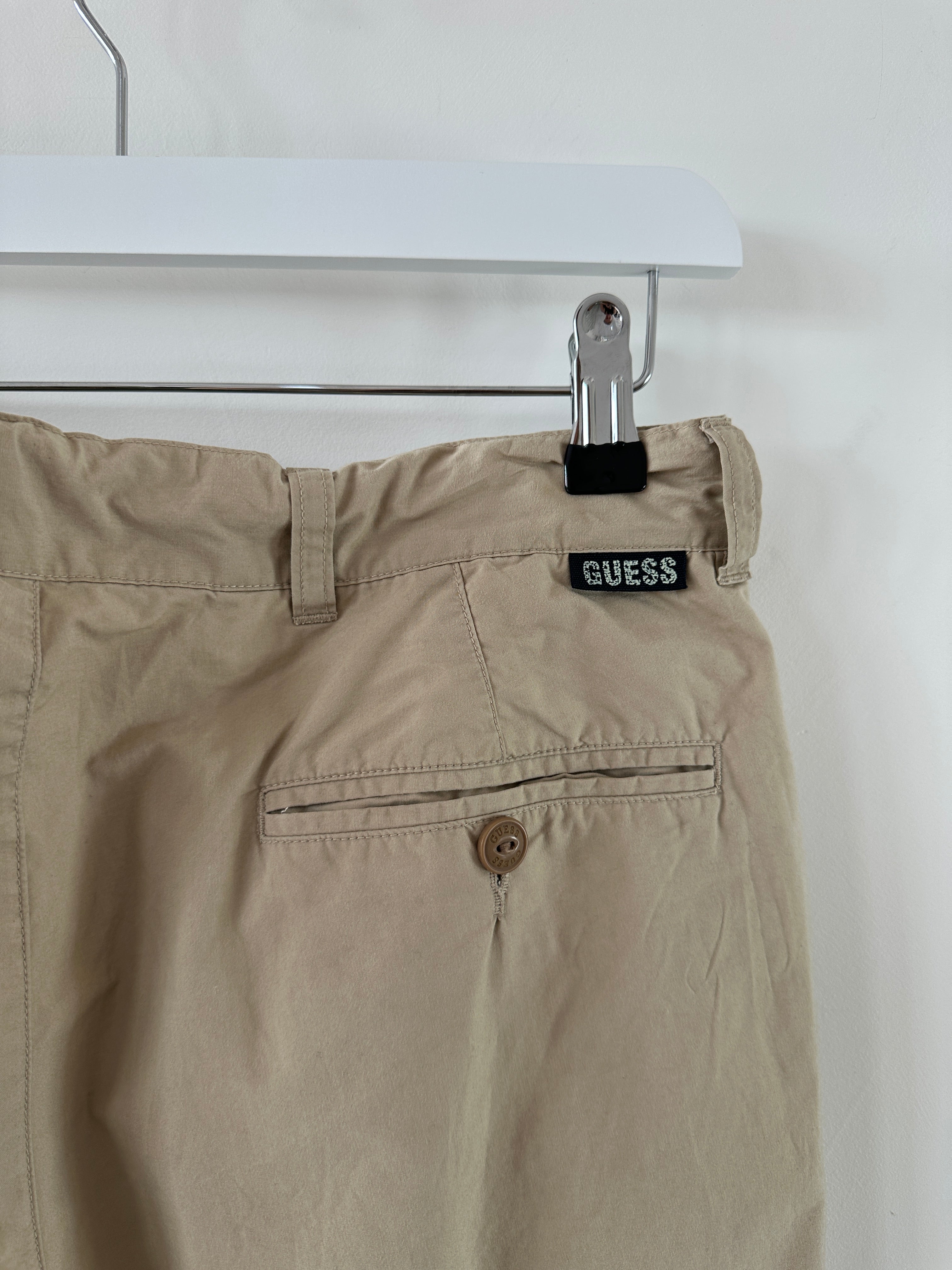 Guess cotton pull-on straight leg trousers in W29, shown in a natural fit with a smooth, clean design and classic style.