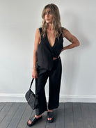 Jaeger Linen Wide Leg Elasticated Trousers - W28-32 - SYLK