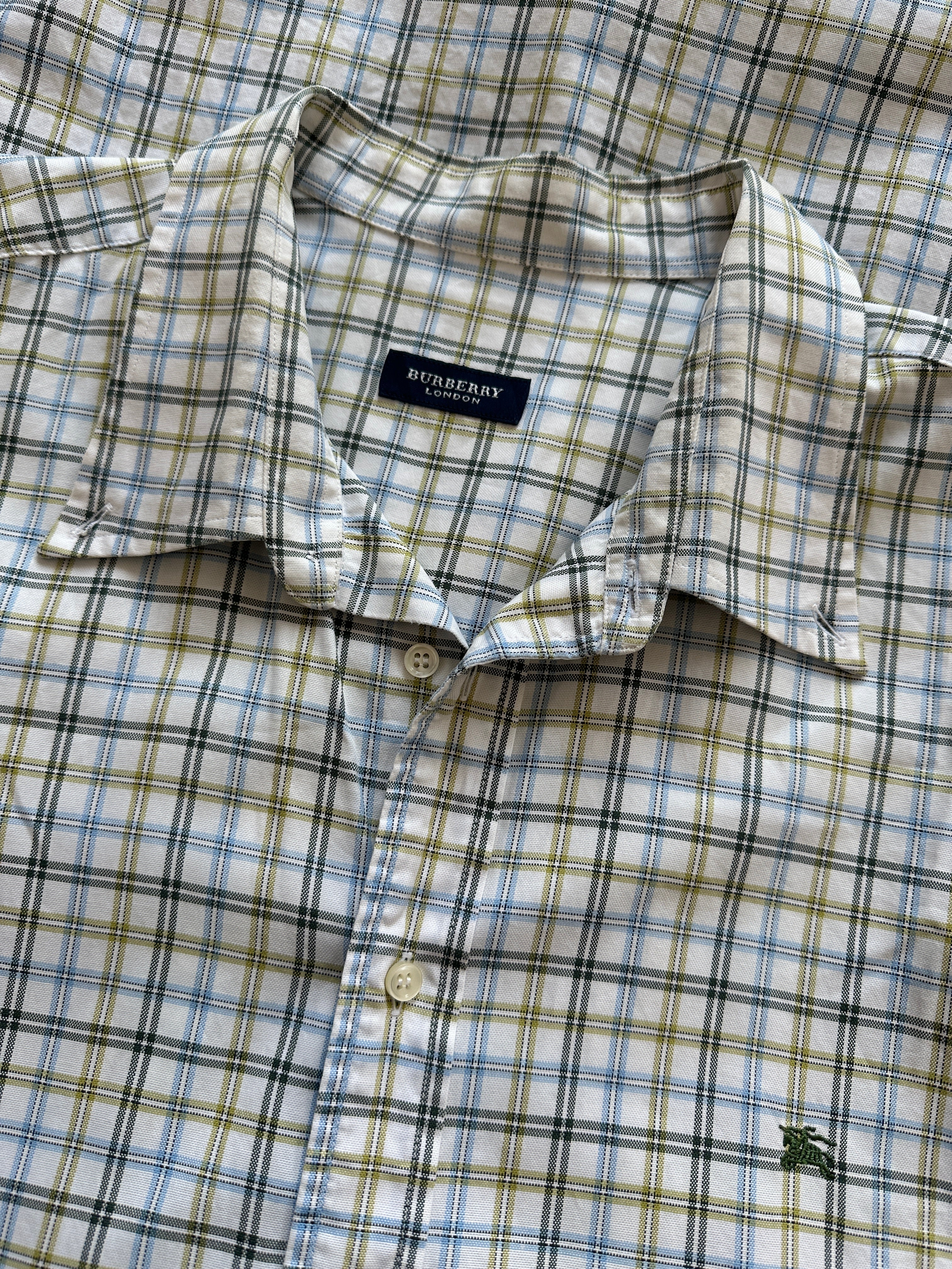 Burberry London Check cotton logo shirt in XXL showing classic plaid pattern and button-down collar.