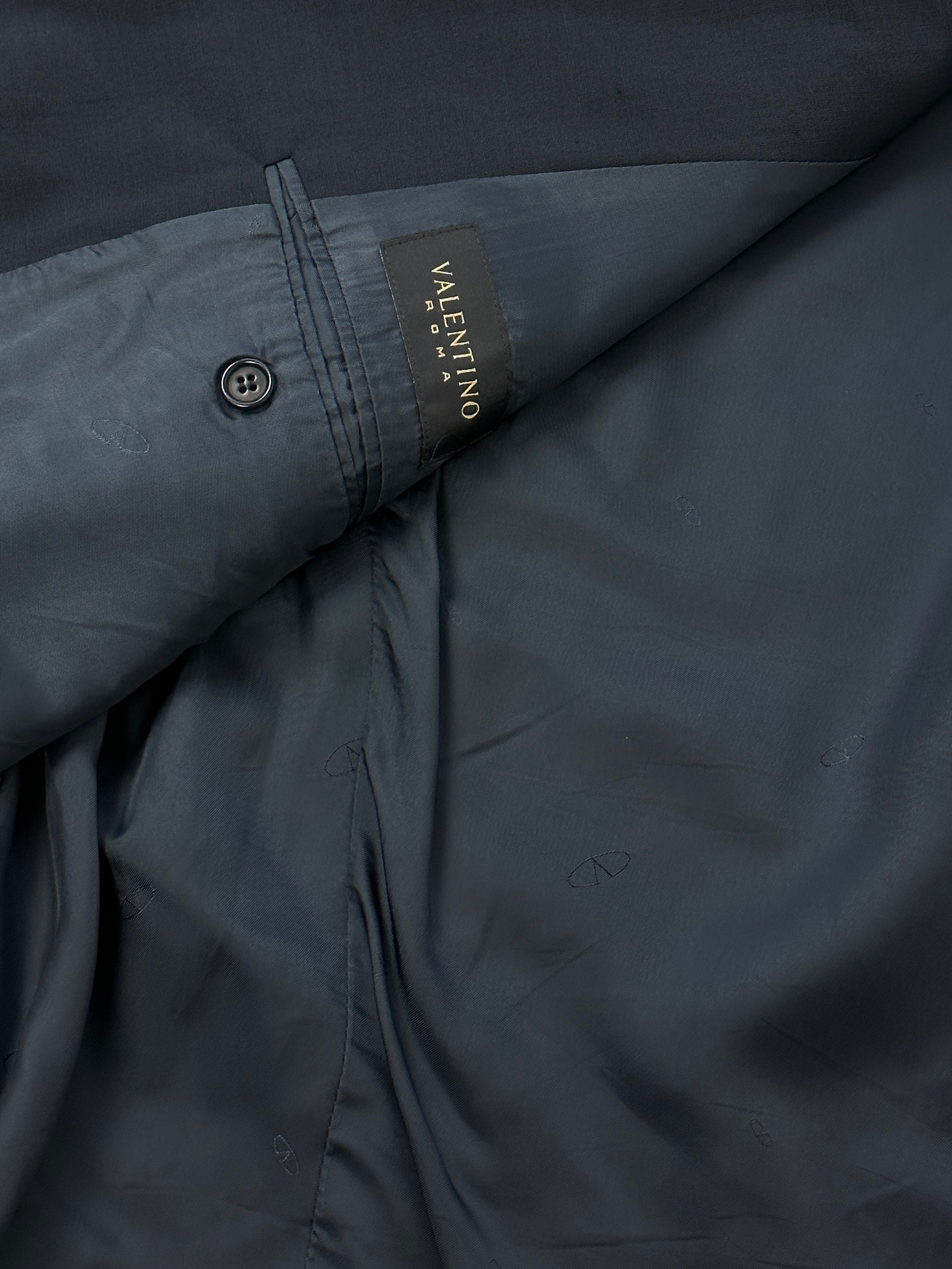 Valentino Roma single-breasted wool blazer in size XL, tailored fit with classic lapels, shown on a hanger.