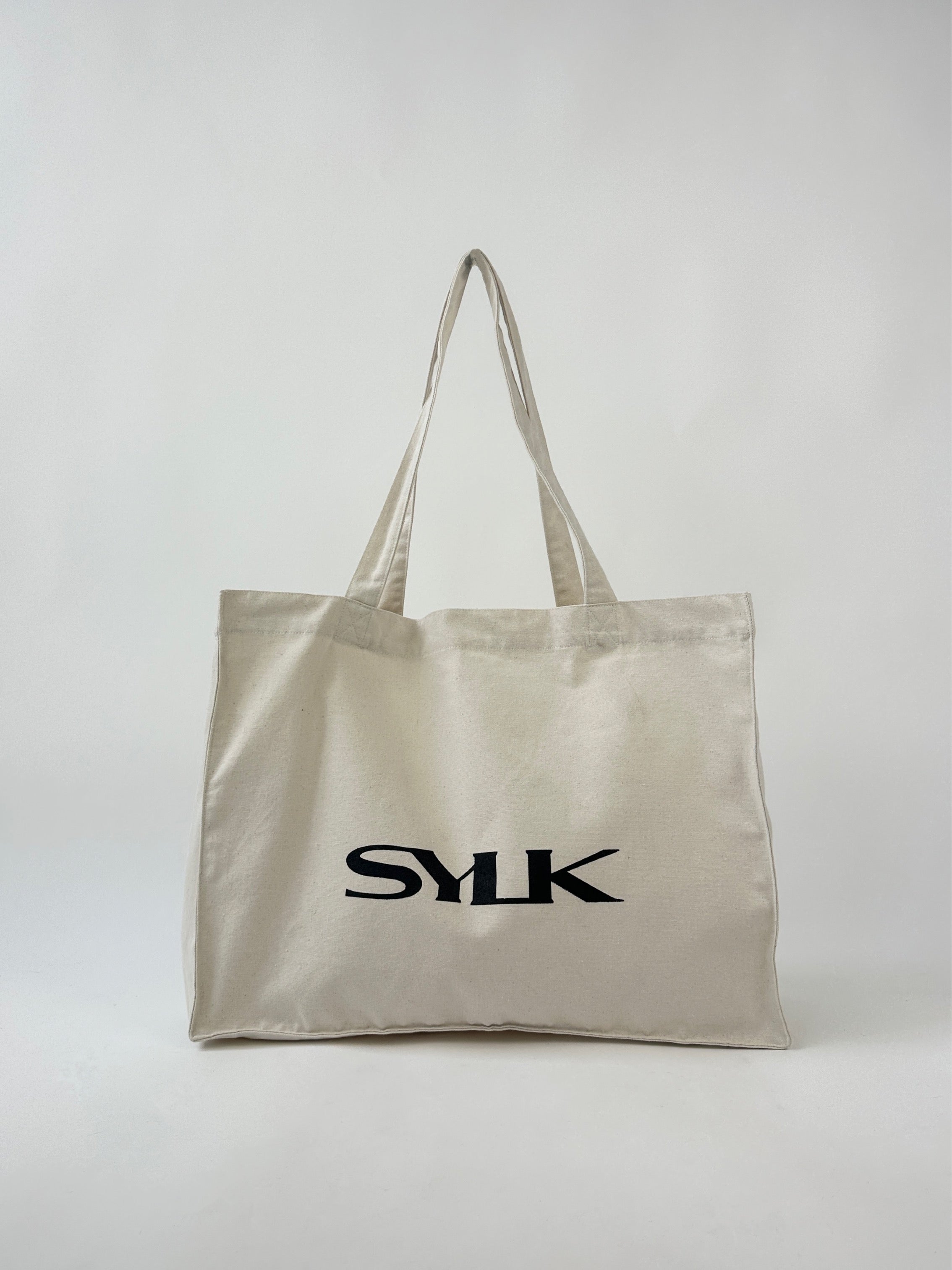 SYLK recycled cotton tote bag with natural handles, eco-friendly reusable bag for shopping or daily use
