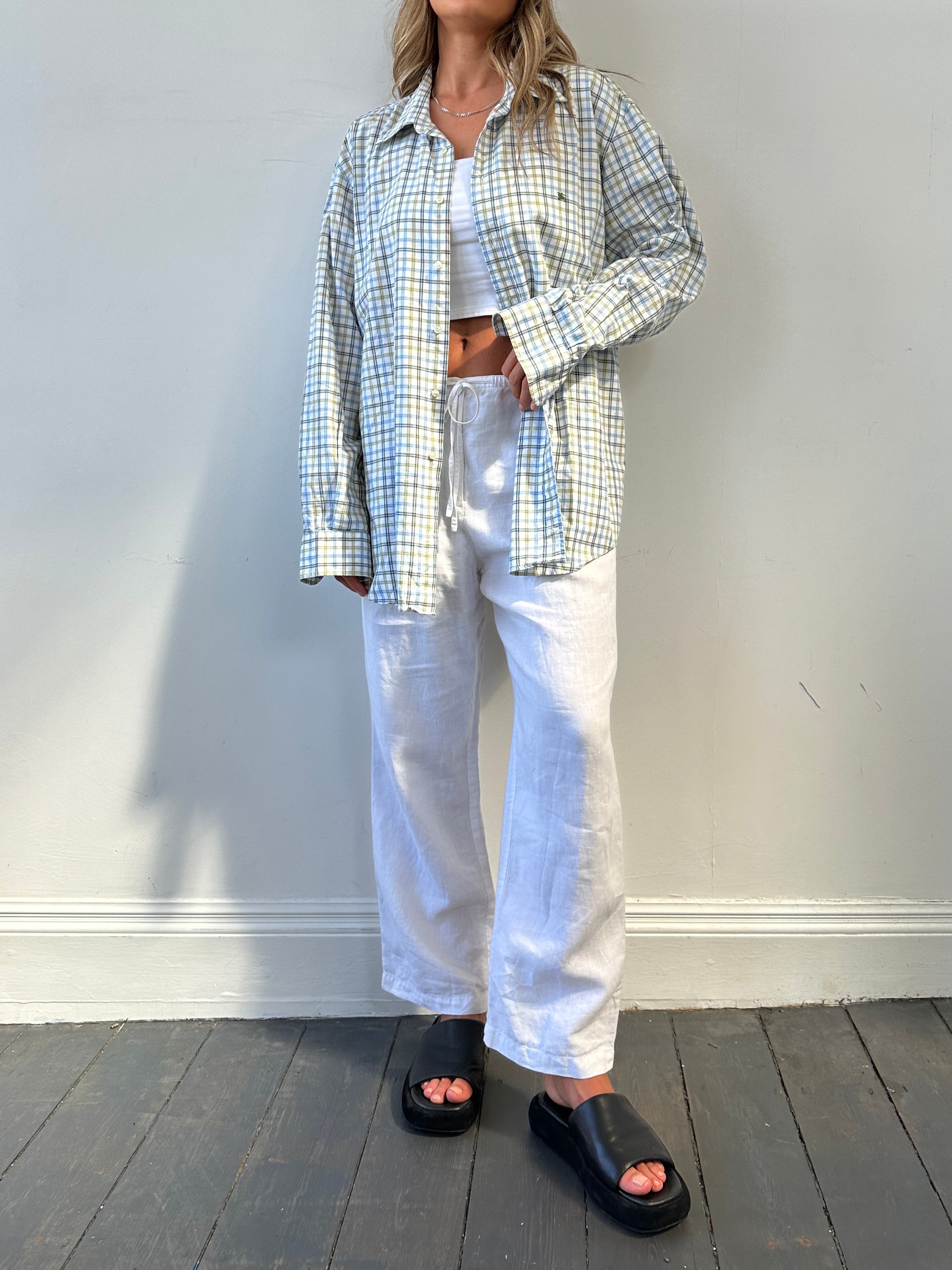 Burberry London Check cotton logo shirt in XXL displayed on a hanger with a classic check pattern and button-down collar.