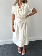 Vintage Silk Linen Maxi Wrap Dress - S/M - SYLK