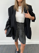 St Michael Drawstring Wide Leg Striped Shorts - M/L - SYLK