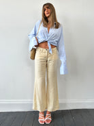 Armani Jeans Low Rise Pure Linen Flared Trousers - W30 - SYLK