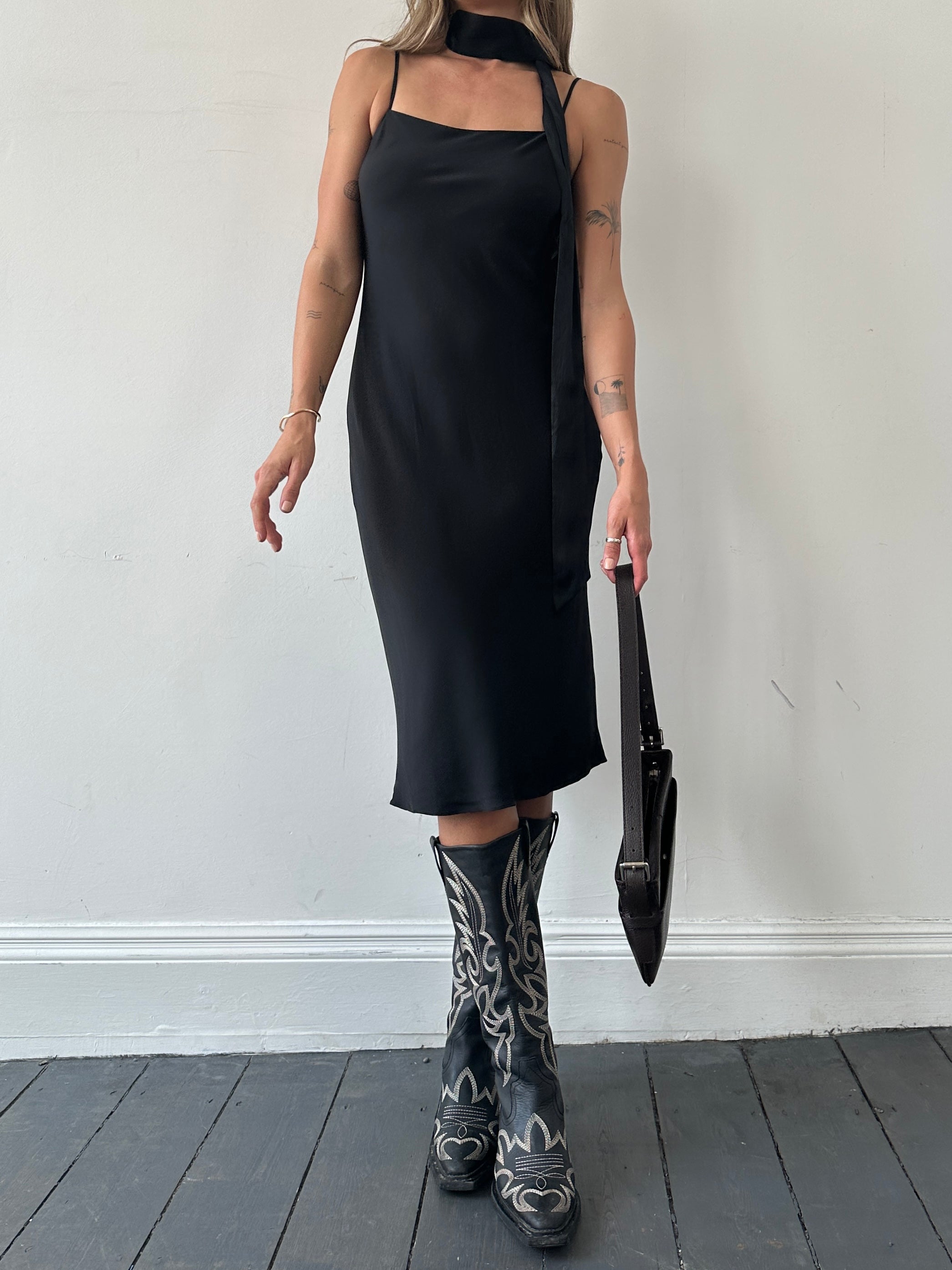 Armani Exchange 2000s mulberry silk slip dress in size M featuring a sleek, elegant design and smooth fabric.