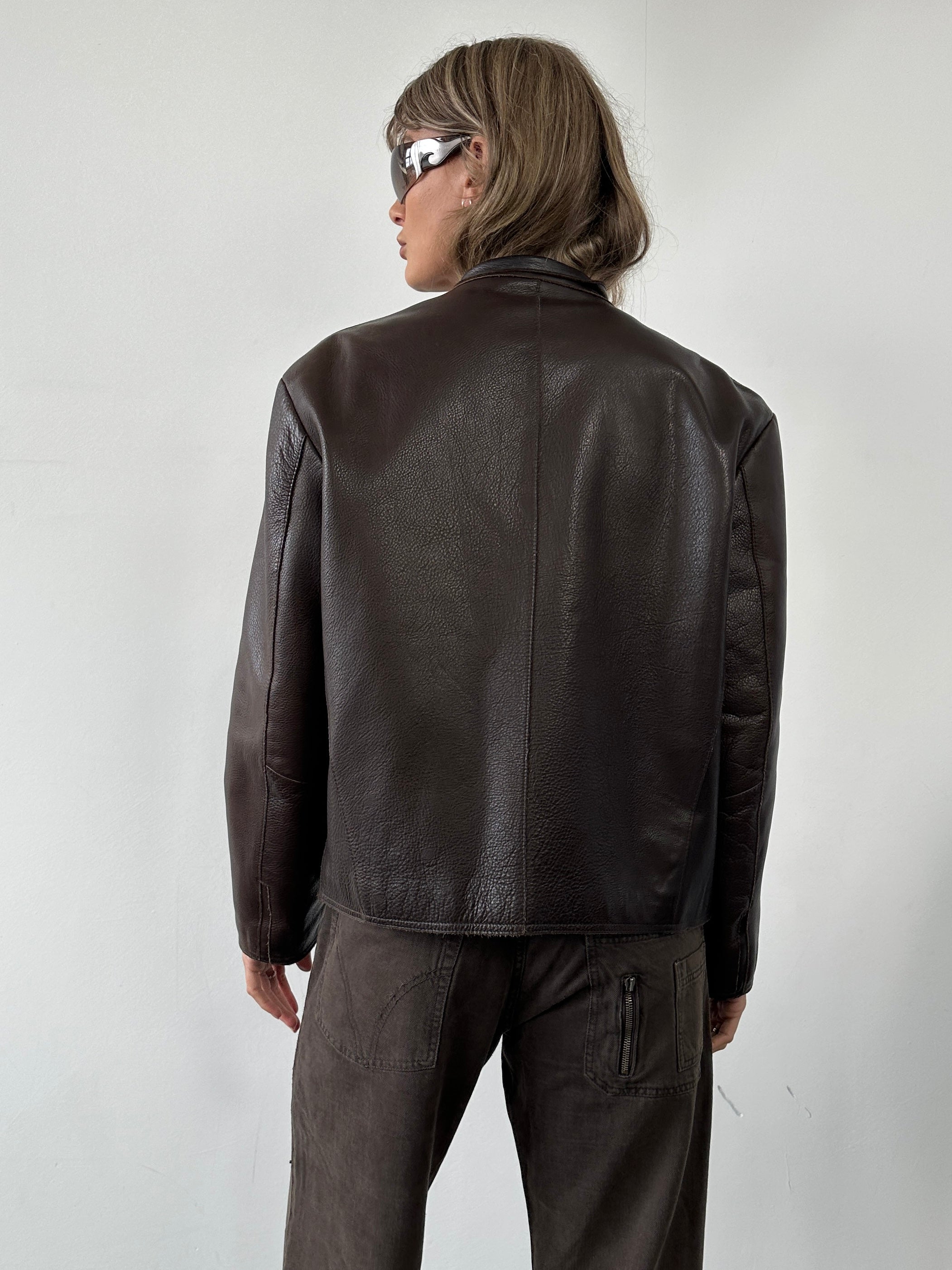 Armani Collezioni Double Zip Leather Biker Jacket - S - SYLK