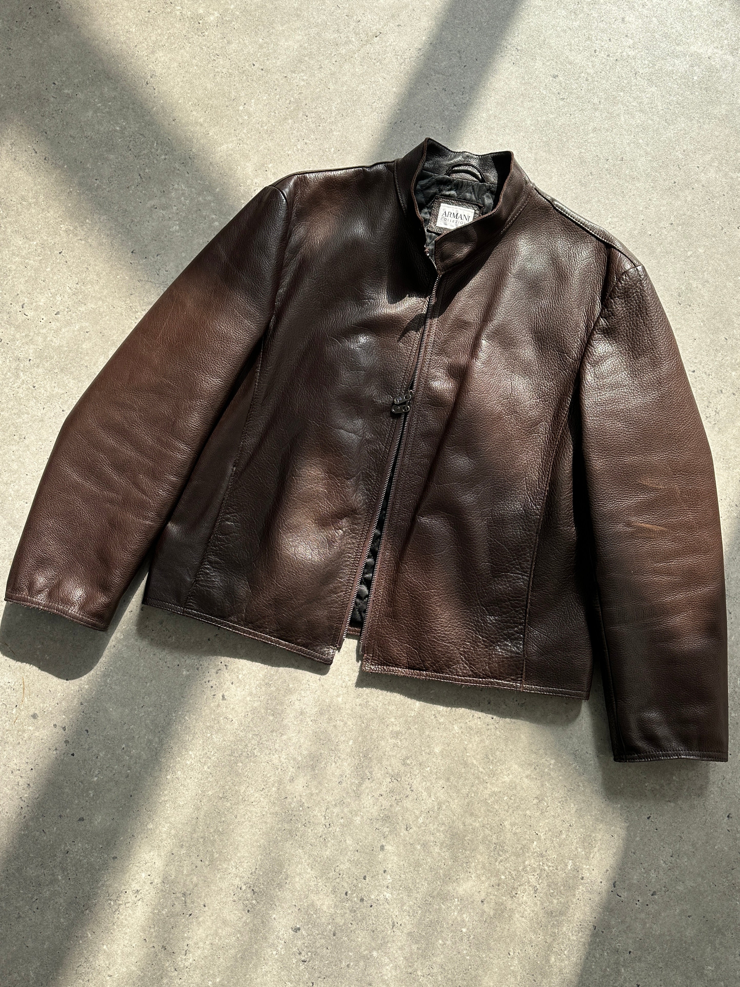 Armani Collezioni Double Zip Leather Biker Jacket - S - SYLK