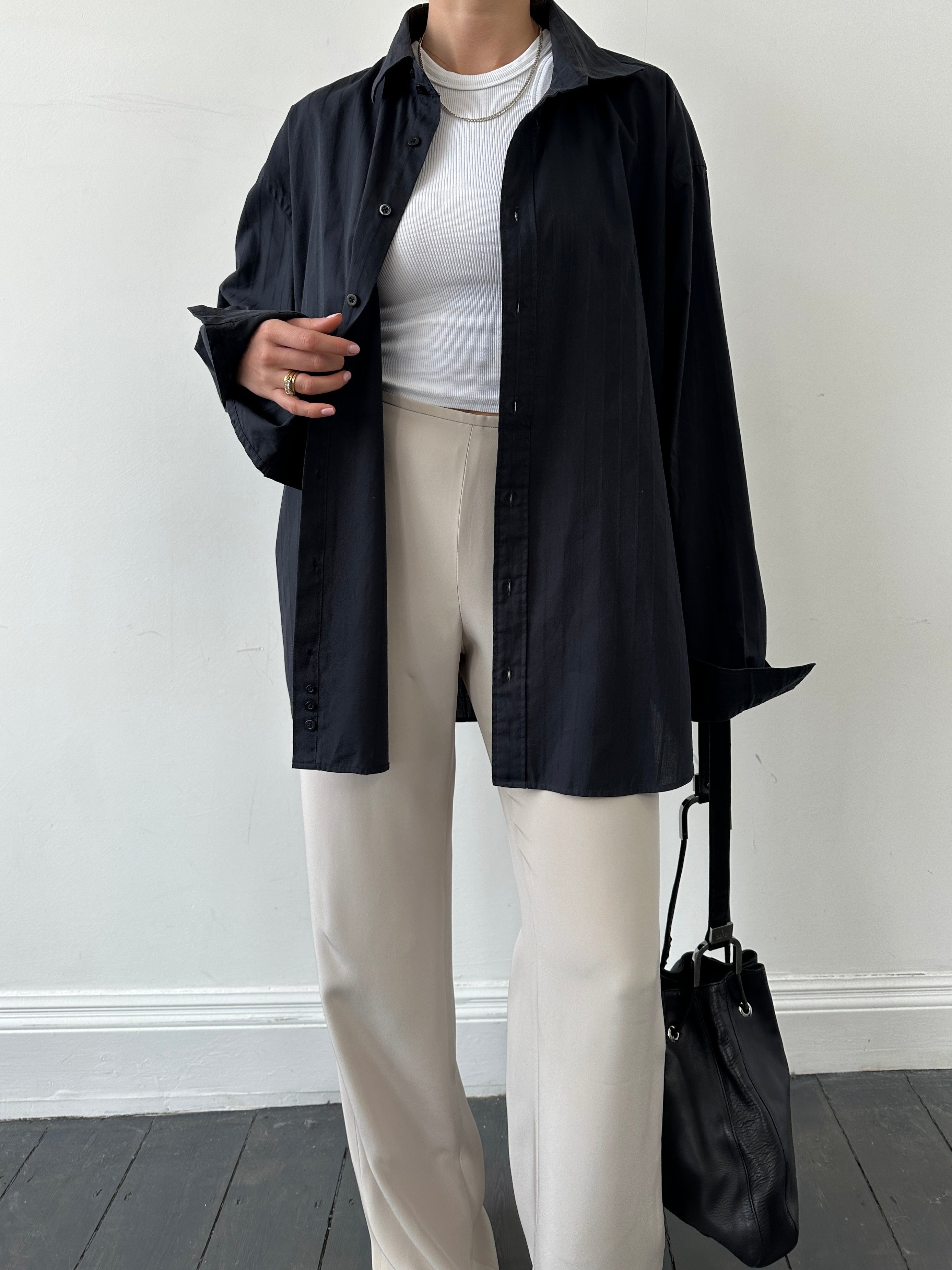 Yves Saint Laurent pinstripe cotton shirt in XXL, featuring classic striped pattern and button-front design.