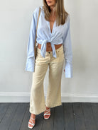 Armani Jeans Low Rise Pure Linen Flared Trousers - W30 - SYLK