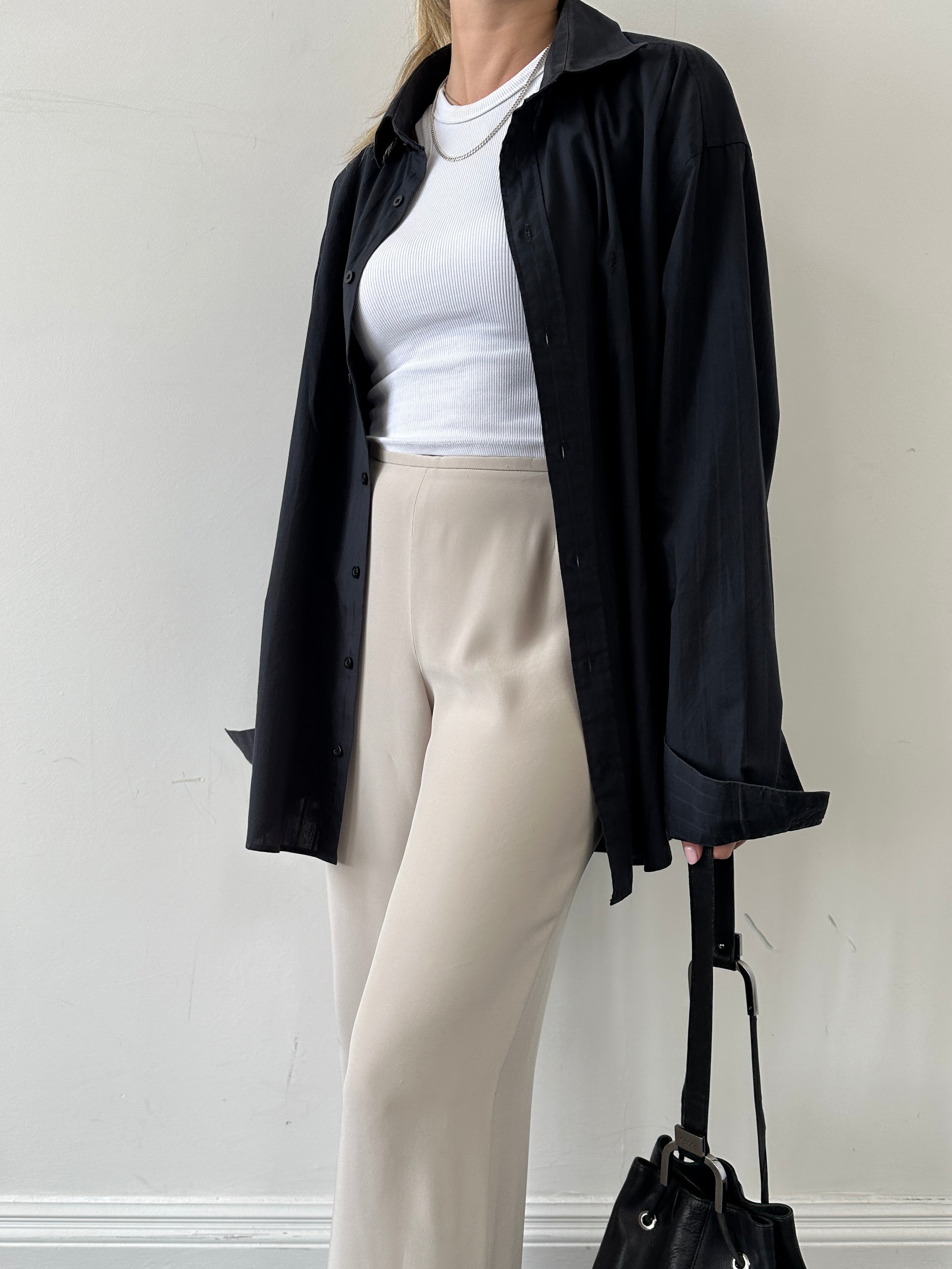 Yves Saint Laurent XXL pinstripe cotton shirt featuring a classic collar and button-down front.