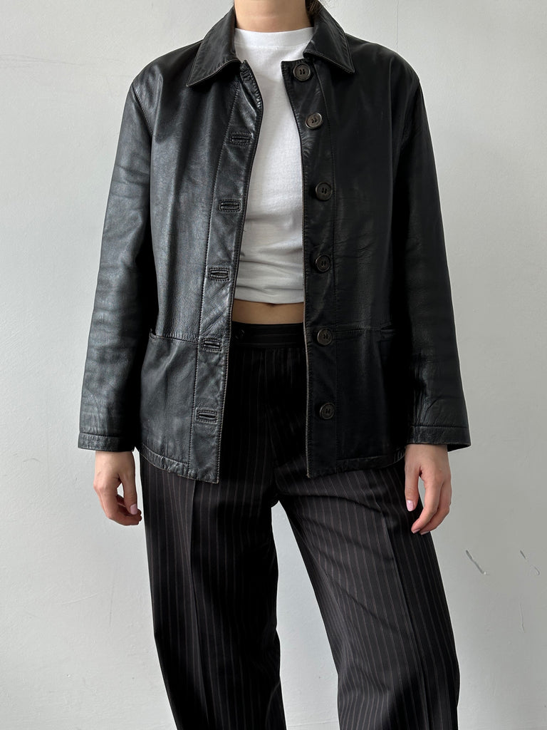 Armani Jeans Button Up Leather Jacket - XS/S - SYLK