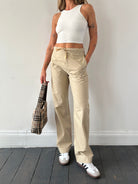 Guess Cotton Pull On Straight Leg Trousers - W29 - SYLK