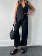 Jaeger Linen Wide Leg Elasticated Trousers - W28-32 - SYLK