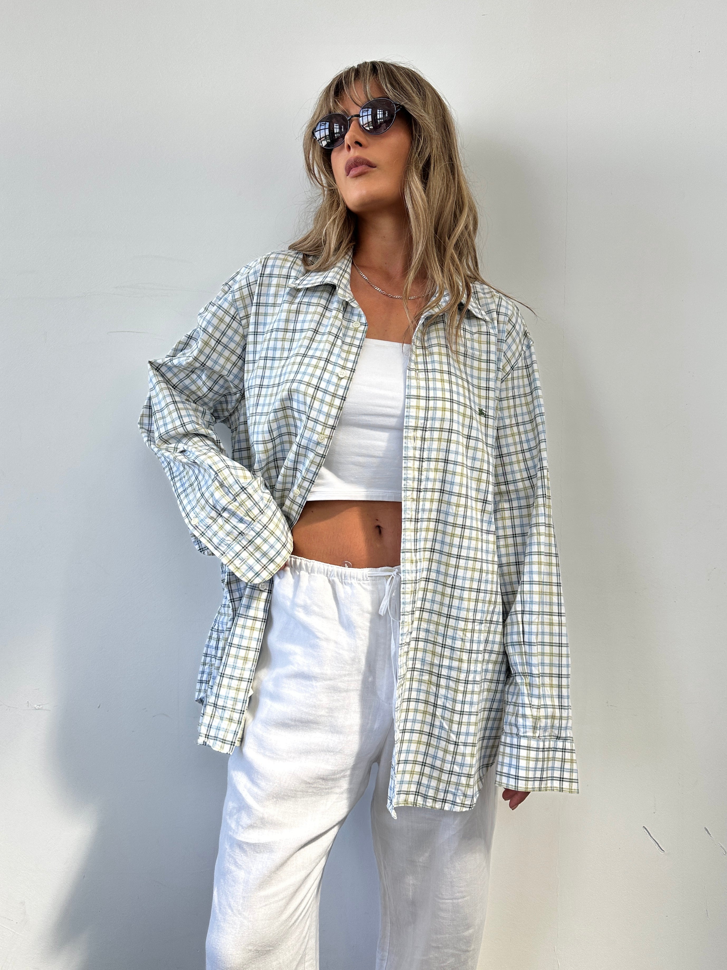 Burberry London Check pure cotton logo shirt in XXL, featuring classic plaid pattern and button-down collar.