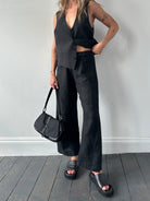 Jaeger Linen Wide Leg Elasticated Trousers - W28-32 - SYLK