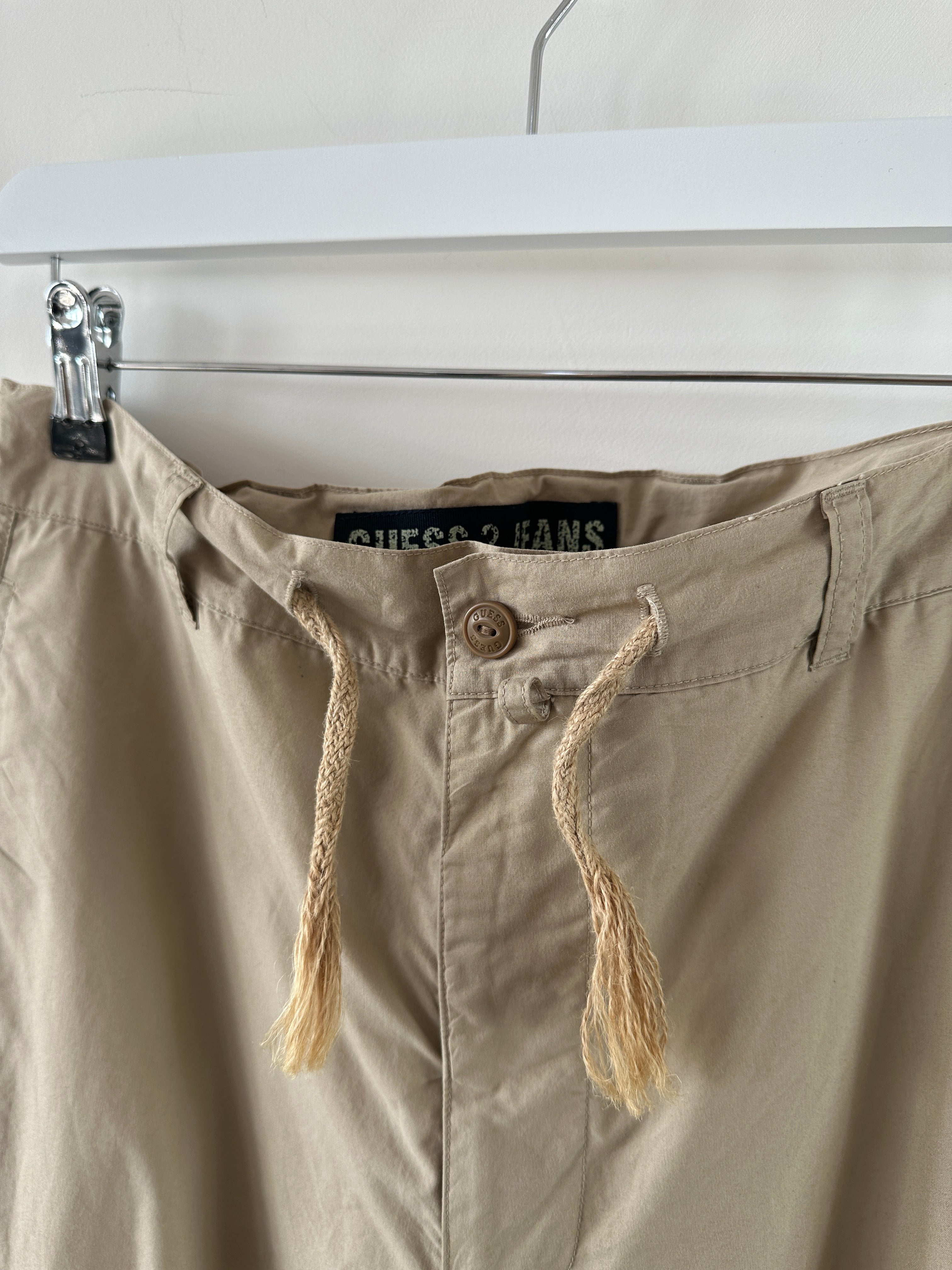 Guess cotton pull-on straight-leg trousers, size W29, in a classic fit, shown in a neutral color.
