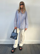 St Michael Pinstripe Cotton Shirt - M - SYLK