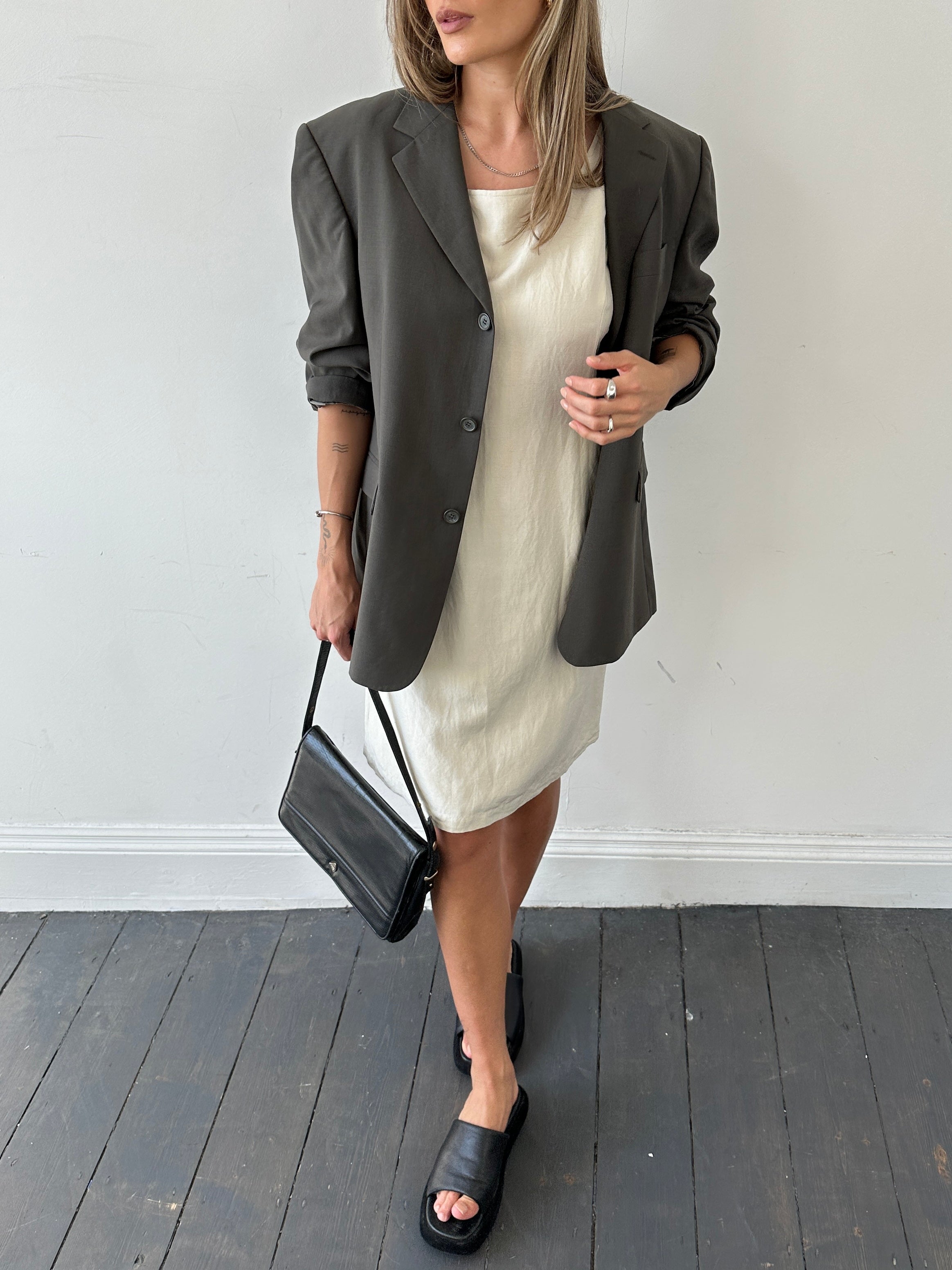 Laura Ashley silk linen square neck midi dress in size M, featuring a flowing silhouette and elegant design.