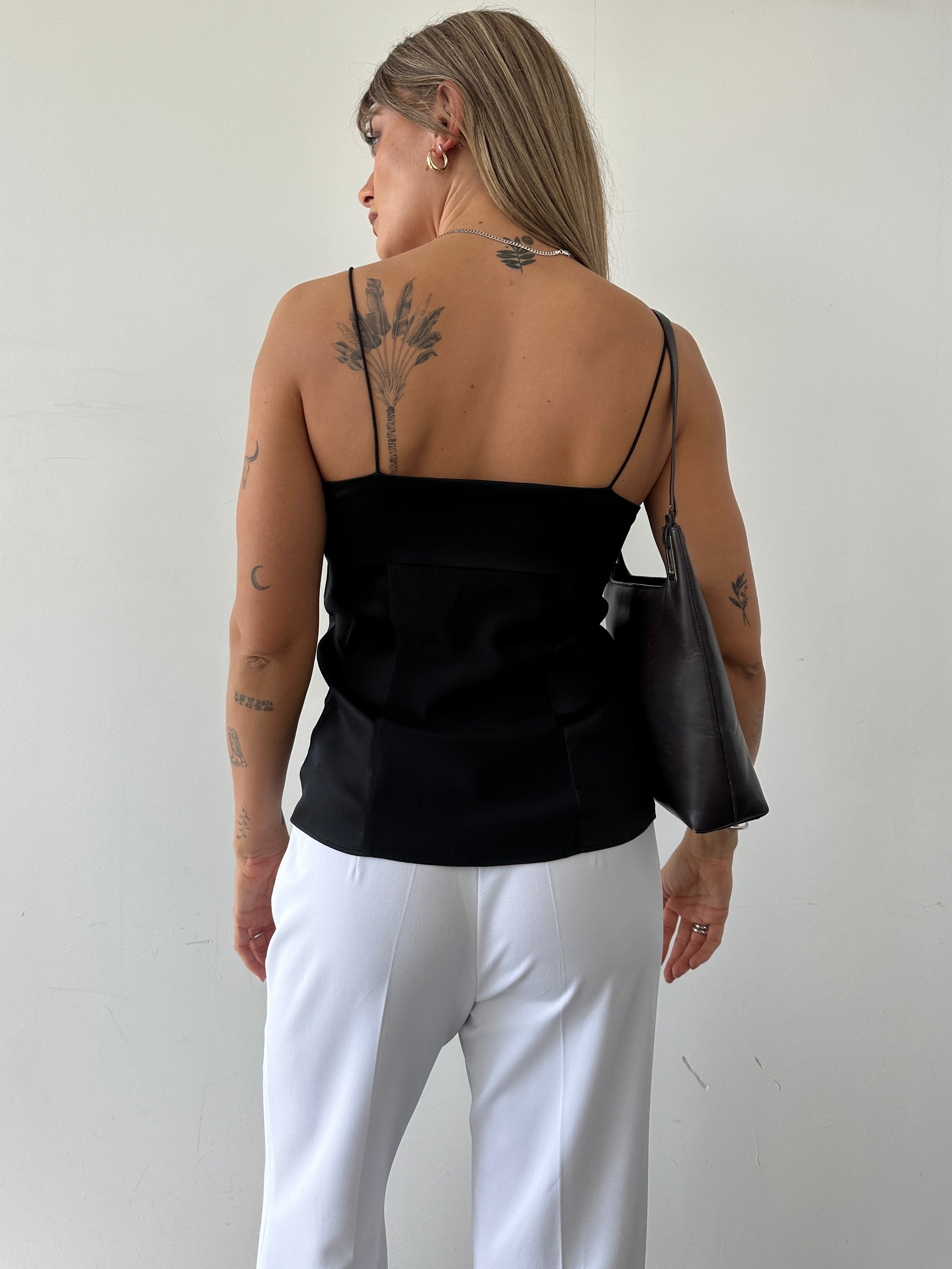 Jaeger silk lace trim cami top in size small, featuring delicate lace details and a smooth silk fabric.