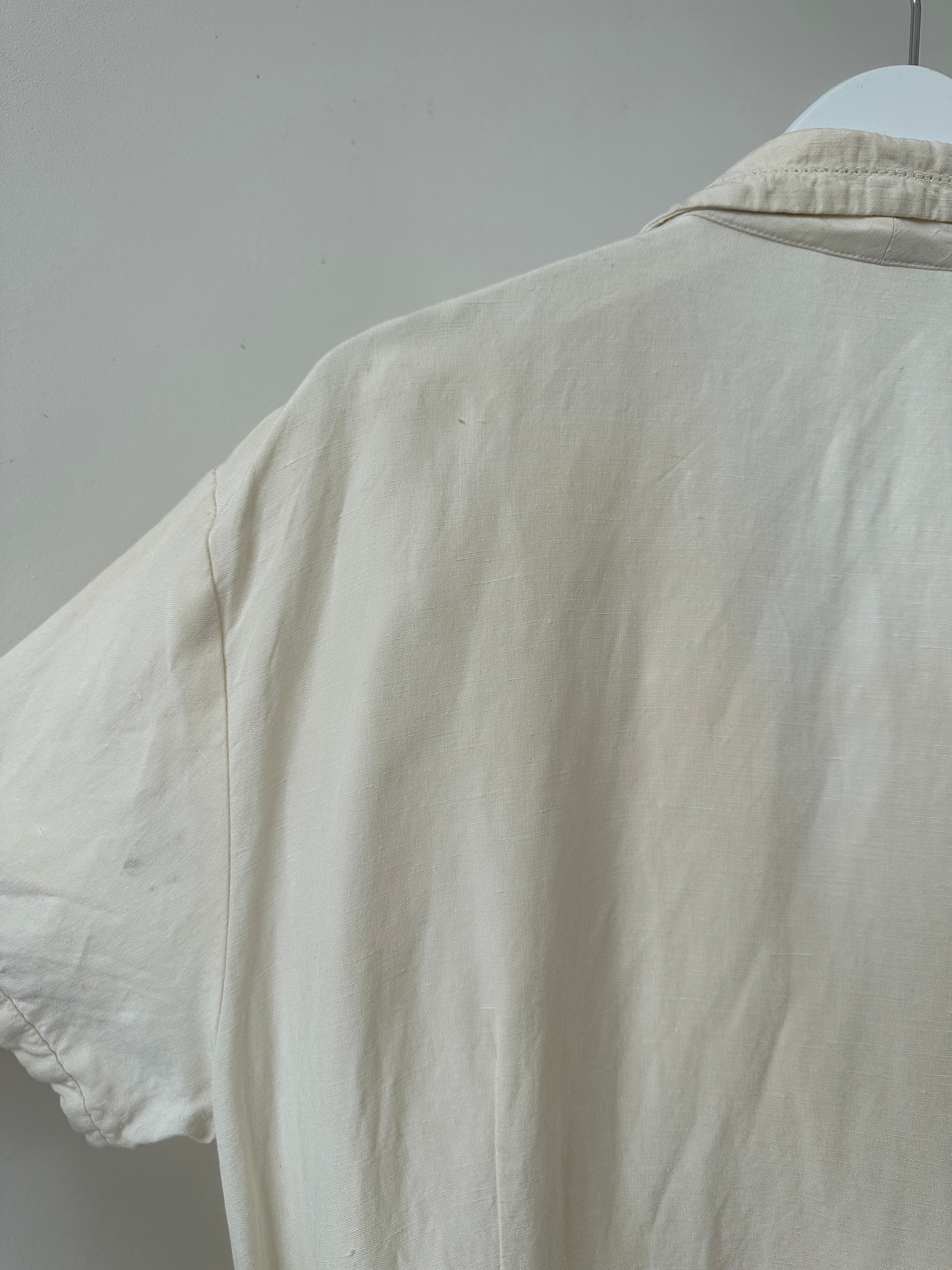 Laura Ashley silk linen maxi wrap dress in S/M with flowing fabric and elegant design, perfect for stylish summer wear.