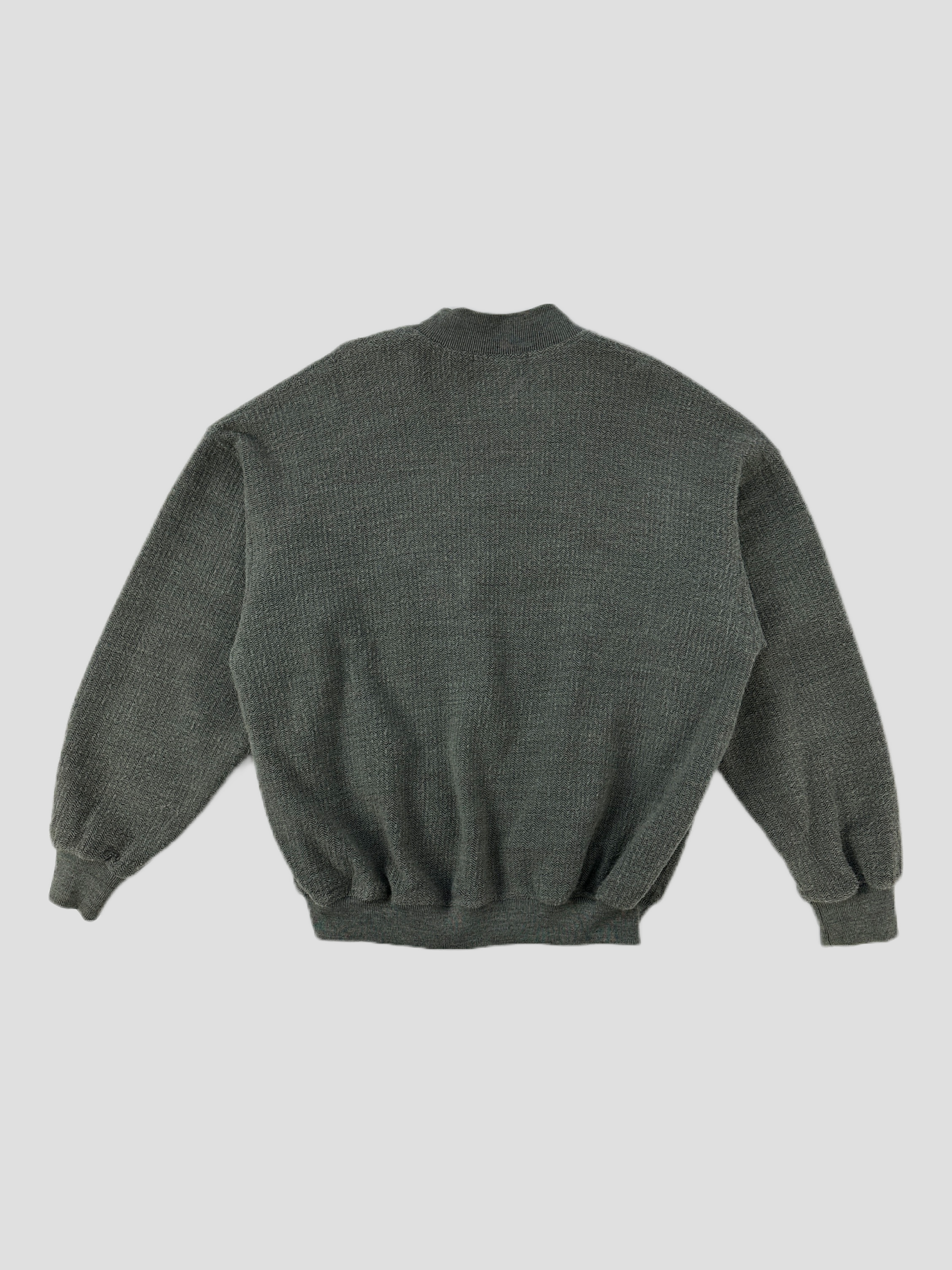 Green Burberry wool bomber jacket with embroidery logo, featuring a classic design and ribbed cuffs and collar.