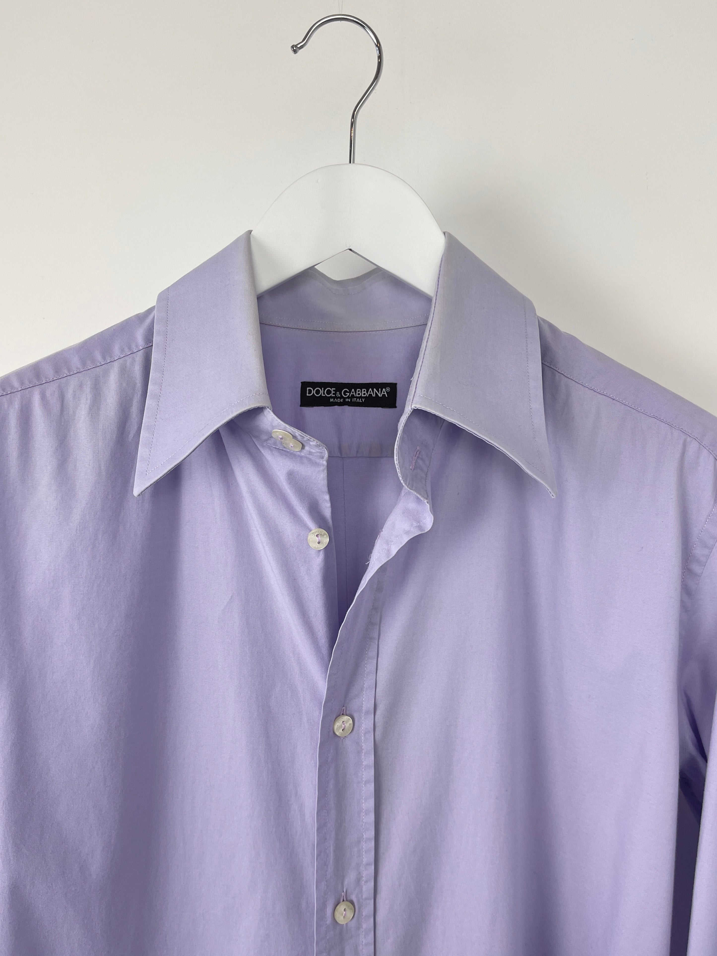 Purple Dolce & Gabbana cotton shirt for men, medium size, with a classic fit and stylish design.