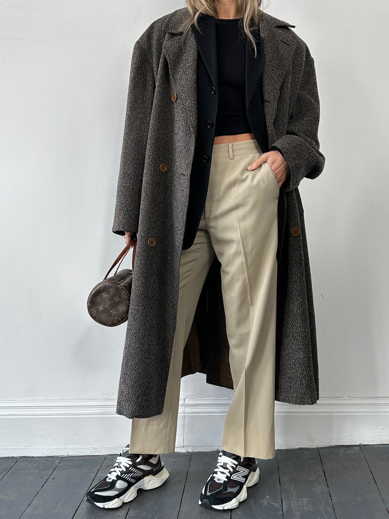 Giorgio Armani Double Breasted Twill Wool Coat - XL - SYLK