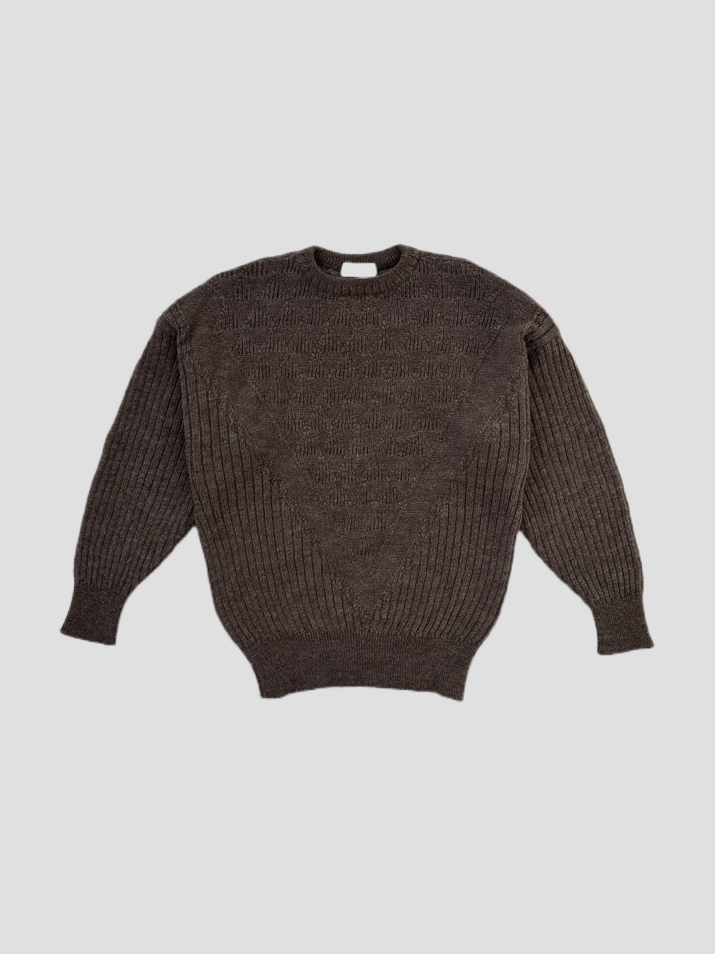 Gianni Versace 80s alpaca wool jumper in black, featuring a classic crewneck design and textured knit, men's size M/L.